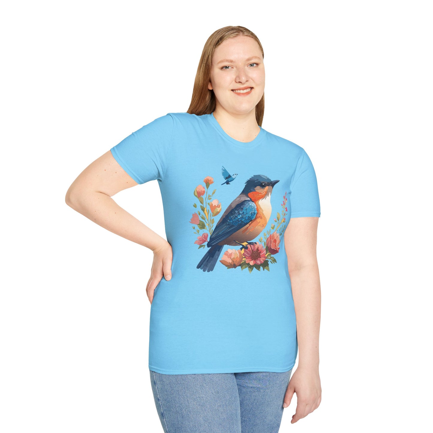 Bird T-Shirt, Floral Bird T Shirt, Shirt with Bird, Shirt with Animal