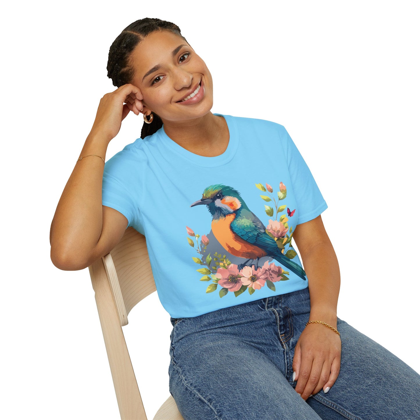Bird T-Shirt, Floral Bird T Shirt, Shirt with Bird, Shirt with Animal