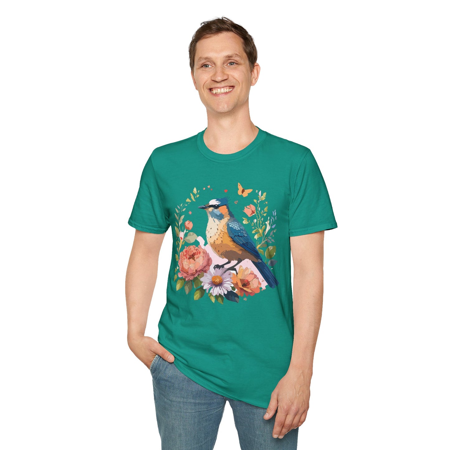 Bird T-Shirt, Floral Bird T Shirt, Shirt with Bird, Shirt with Animal