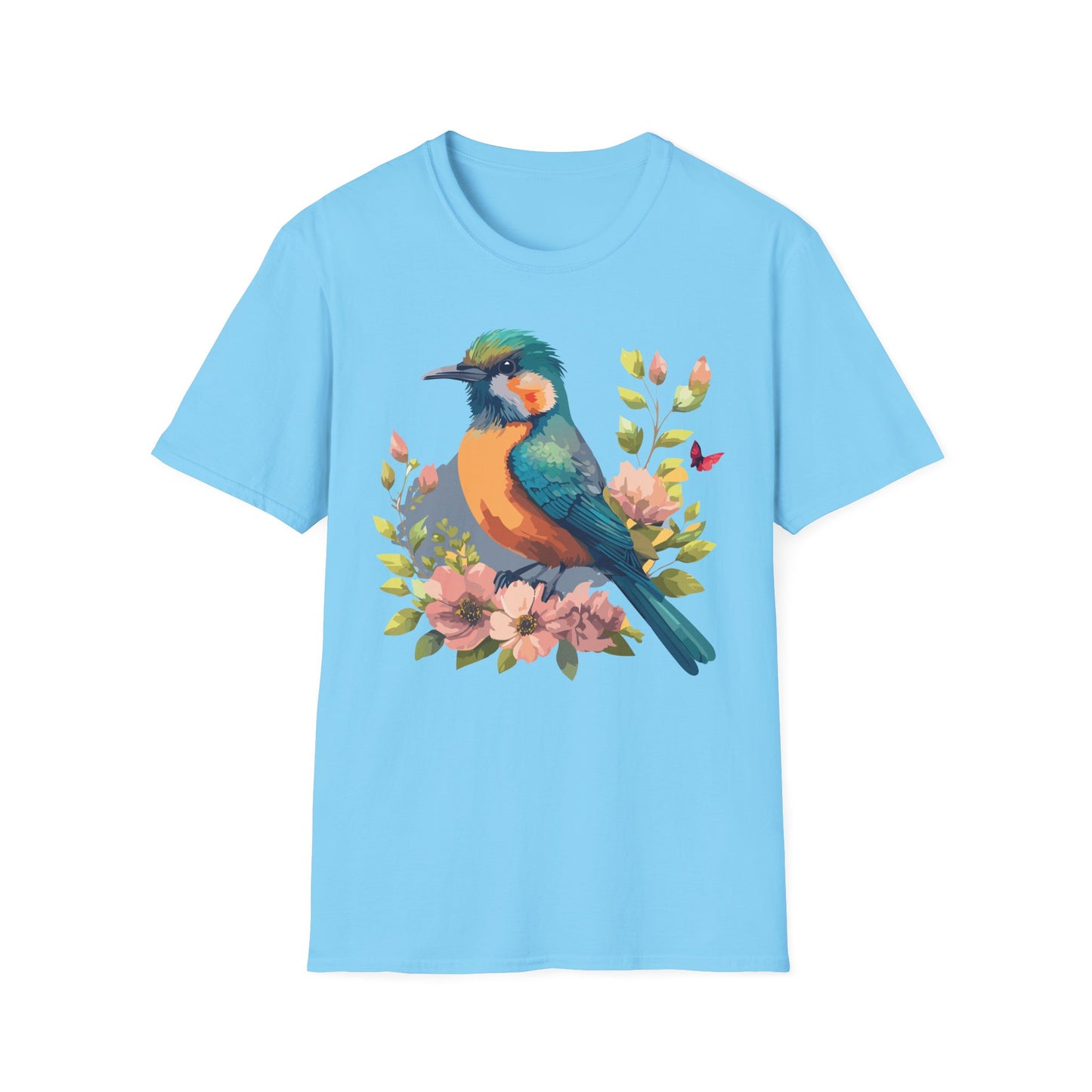 Bird T-Shirt, Floral Bird T Shirt, Shirt with Bird, Shirt with Animal
