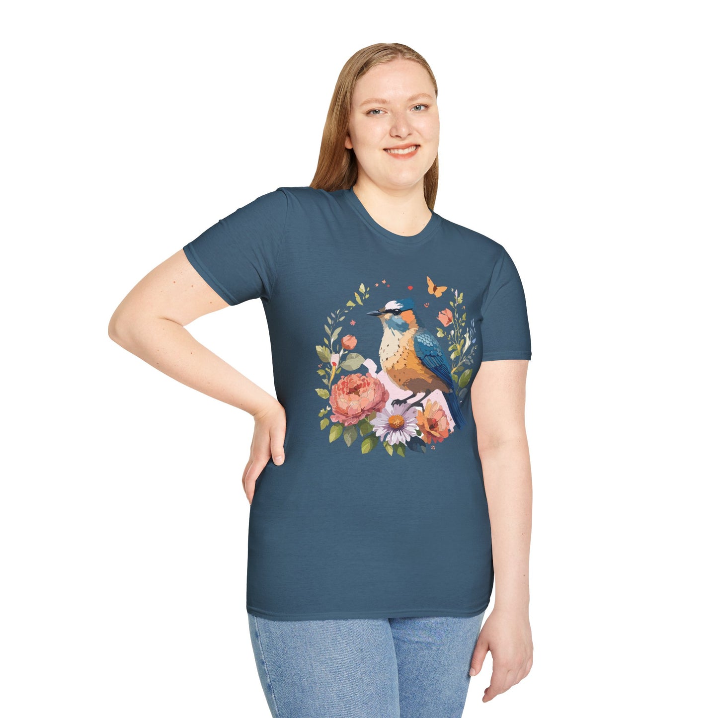 Bird T-Shirt, Floral Bird T Shirt, Shirt with Bird, Shirt with Animal