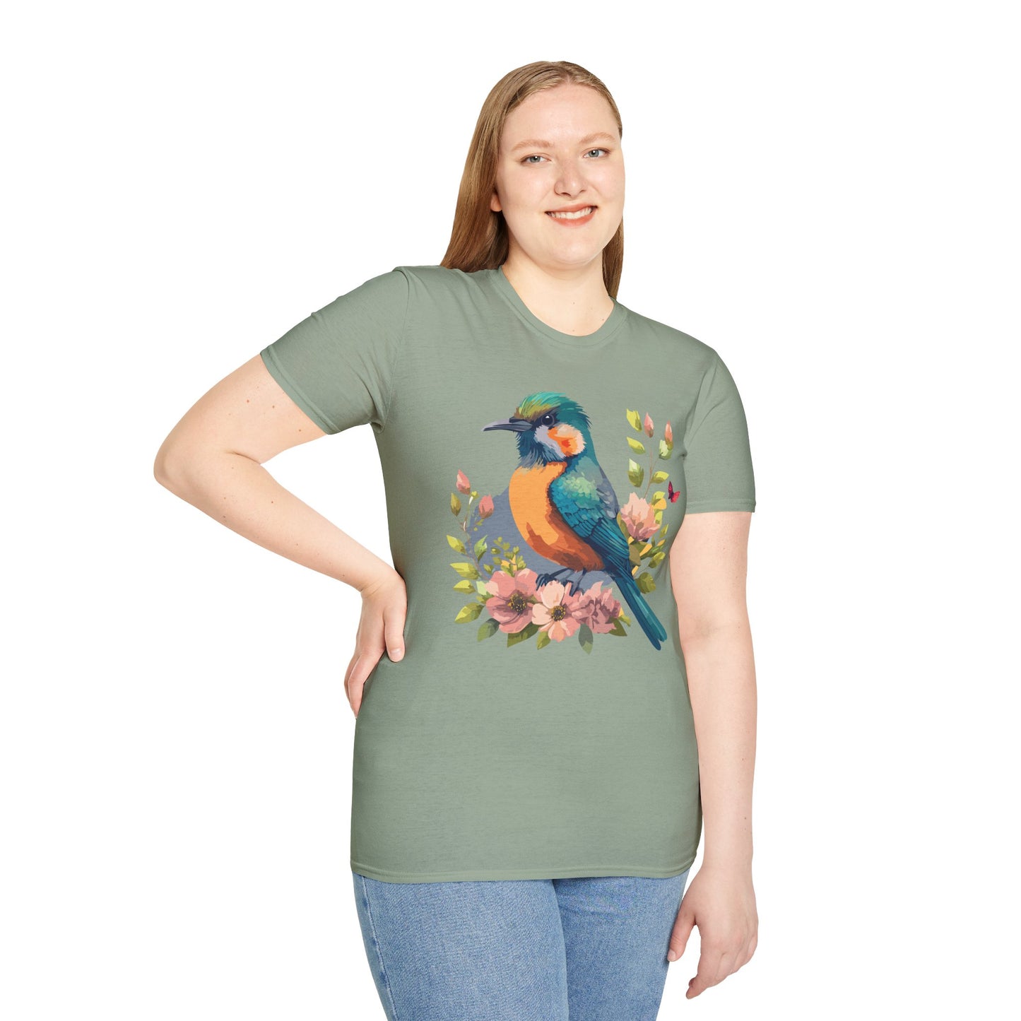 Bird T-Shirt, Floral Bird T Shirt, Shirt with Bird, Shirt with Animal