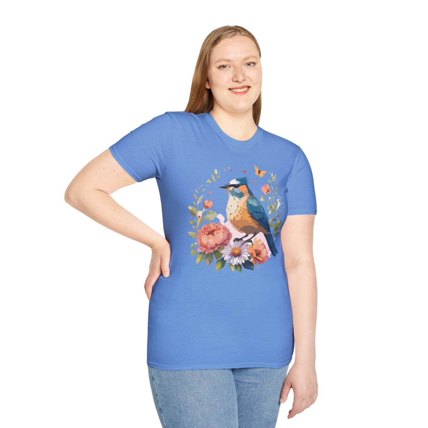 Bird T-Shirt, Floral Bird T Shirt, Shirt with Bird, Shirt with Animal