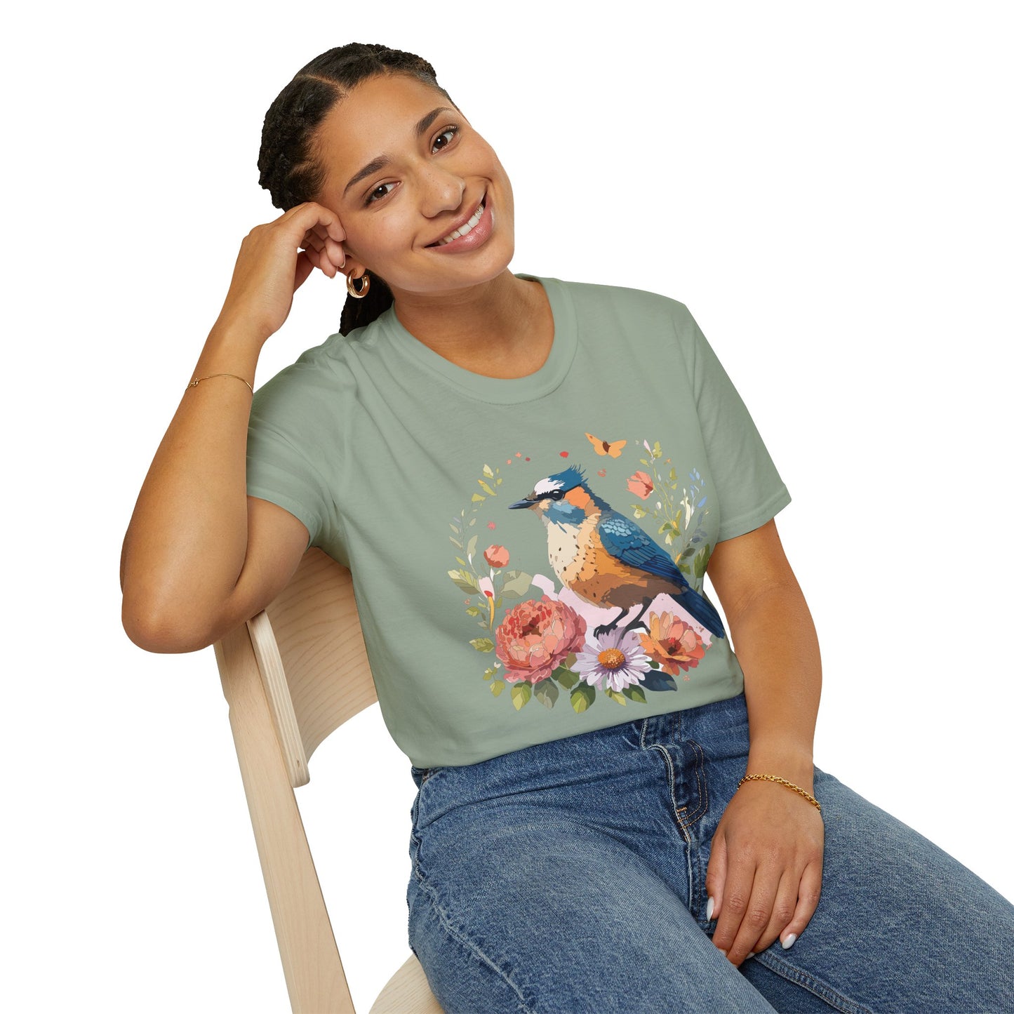 Bird T-Shirt, Floral Bird T Shirt, Shirt with Bird, Shirt with Animal