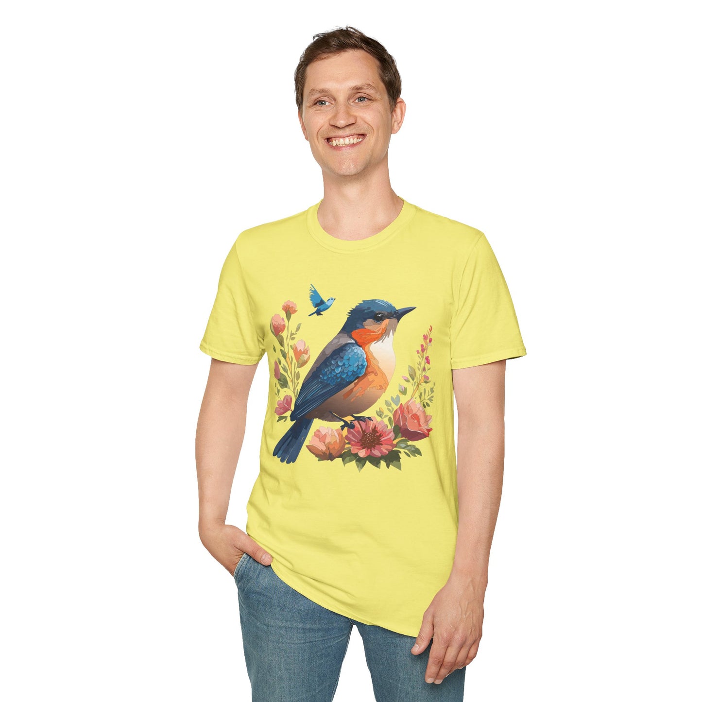 Bird T-Shirt, Floral Bird T Shirt, Shirt with Bird, Shirt with Animal