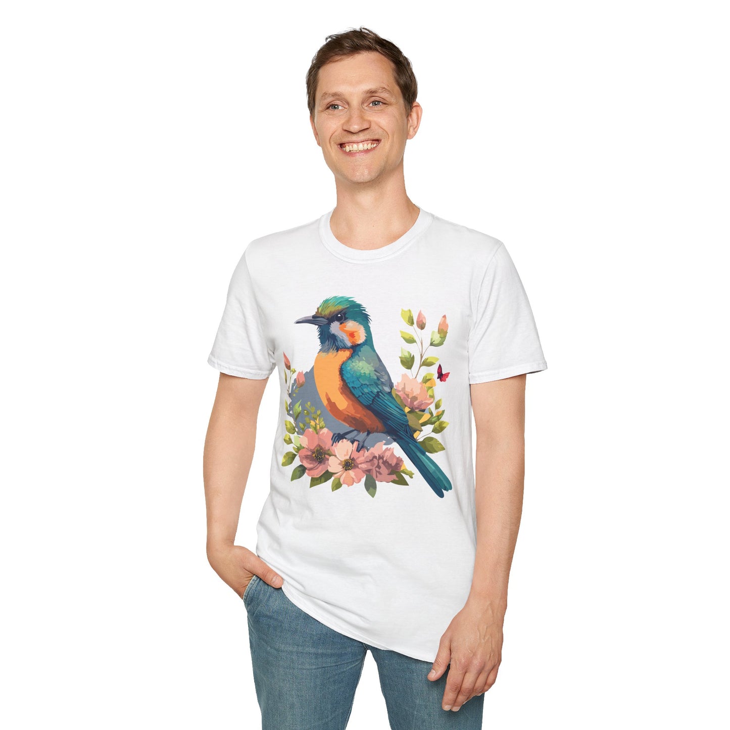 Bird T-Shirt, Floral Bird T Shirt, Shirt with Bird, Shirt with Animal