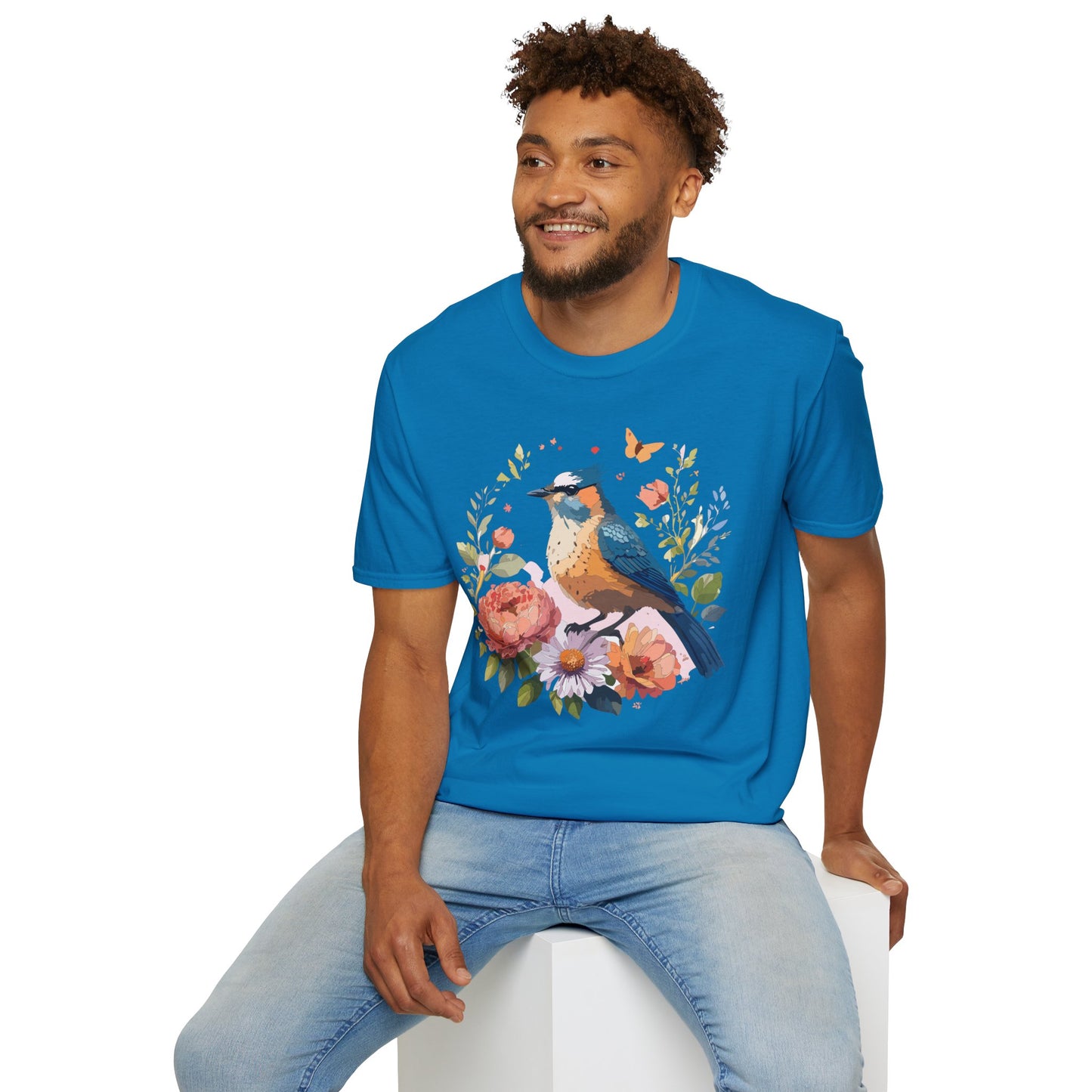Bird T-Shirt, Floral Bird T Shirt, Shirt with Bird, Shirt with Animal