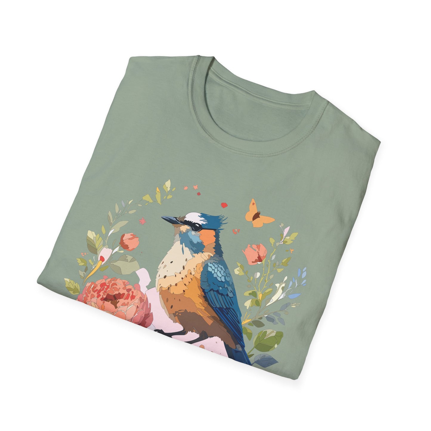 Bird T-Shirt, Floral Bird T Shirt, Shirt with Bird, Shirt with Animal