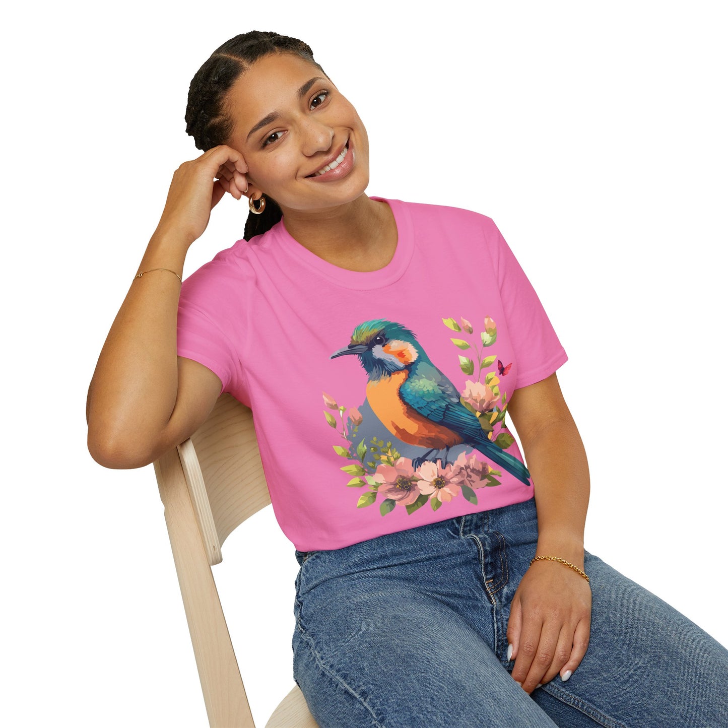 Bird T-Shirt, Floral Bird T Shirt, Shirt with Bird, Shirt with Animal