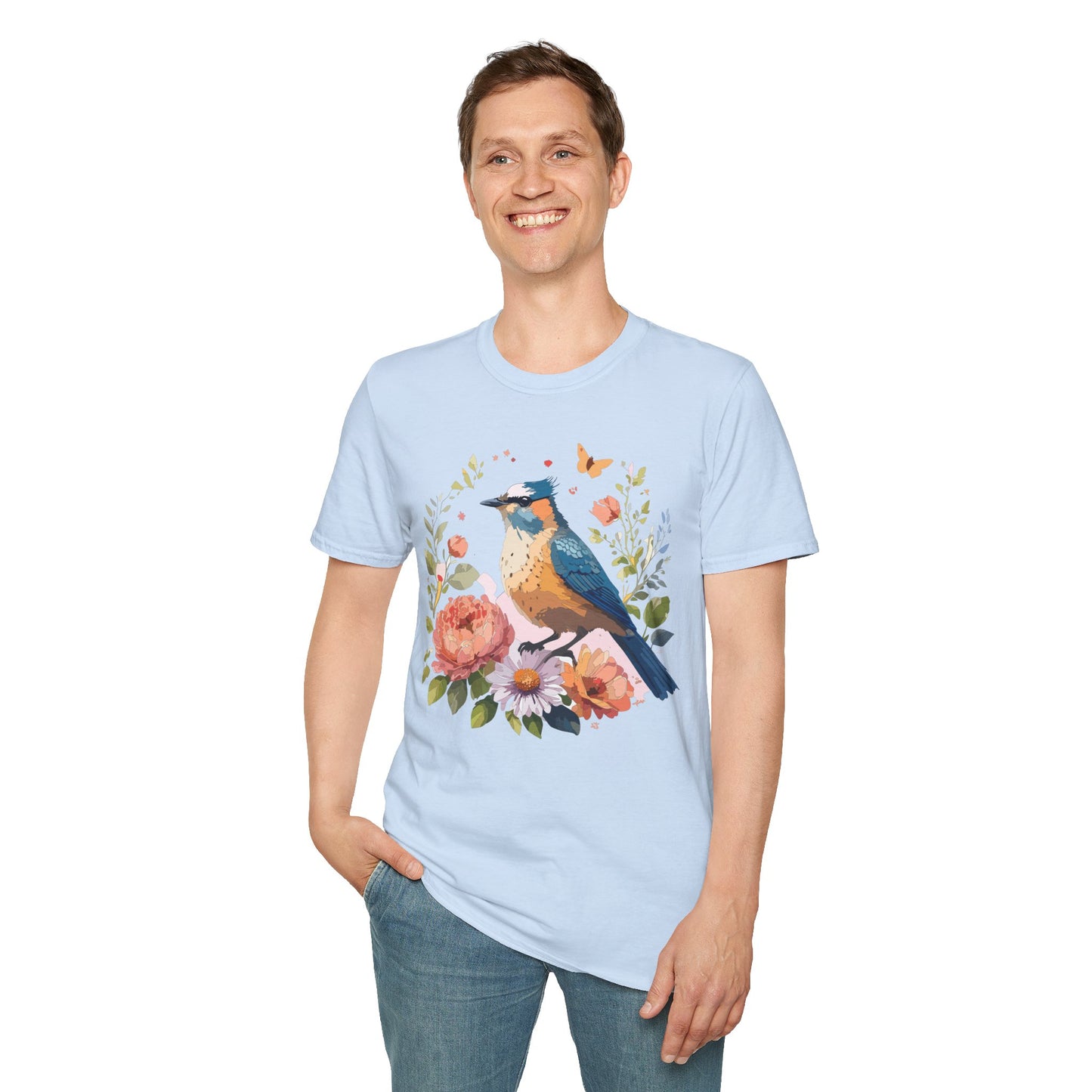 Bird T-Shirt, Floral Bird T Shirt, Shirt with Bird, Shirt with Animal