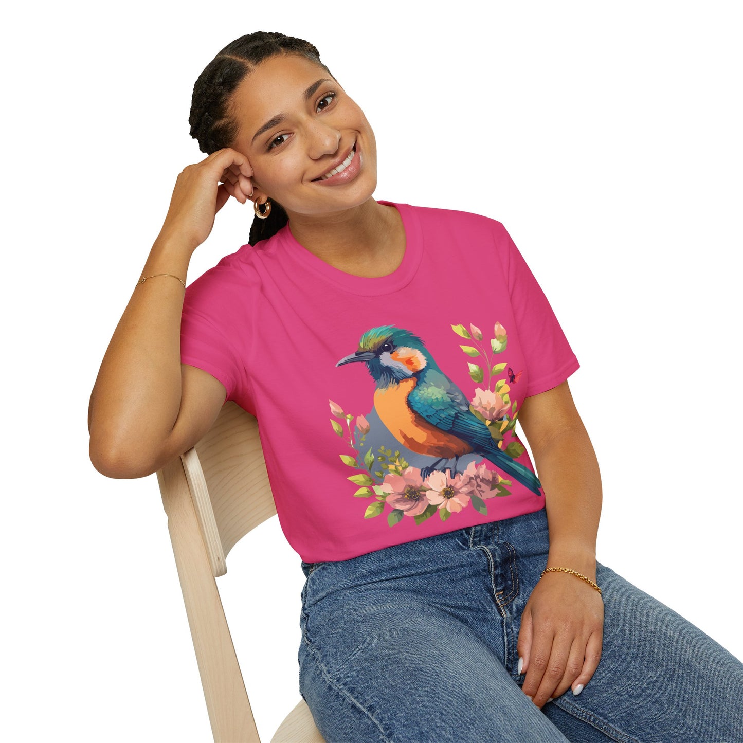 Bird T-Shirt, Floral Bird T Shirt, Shirt with Bird, Shirt with Animal