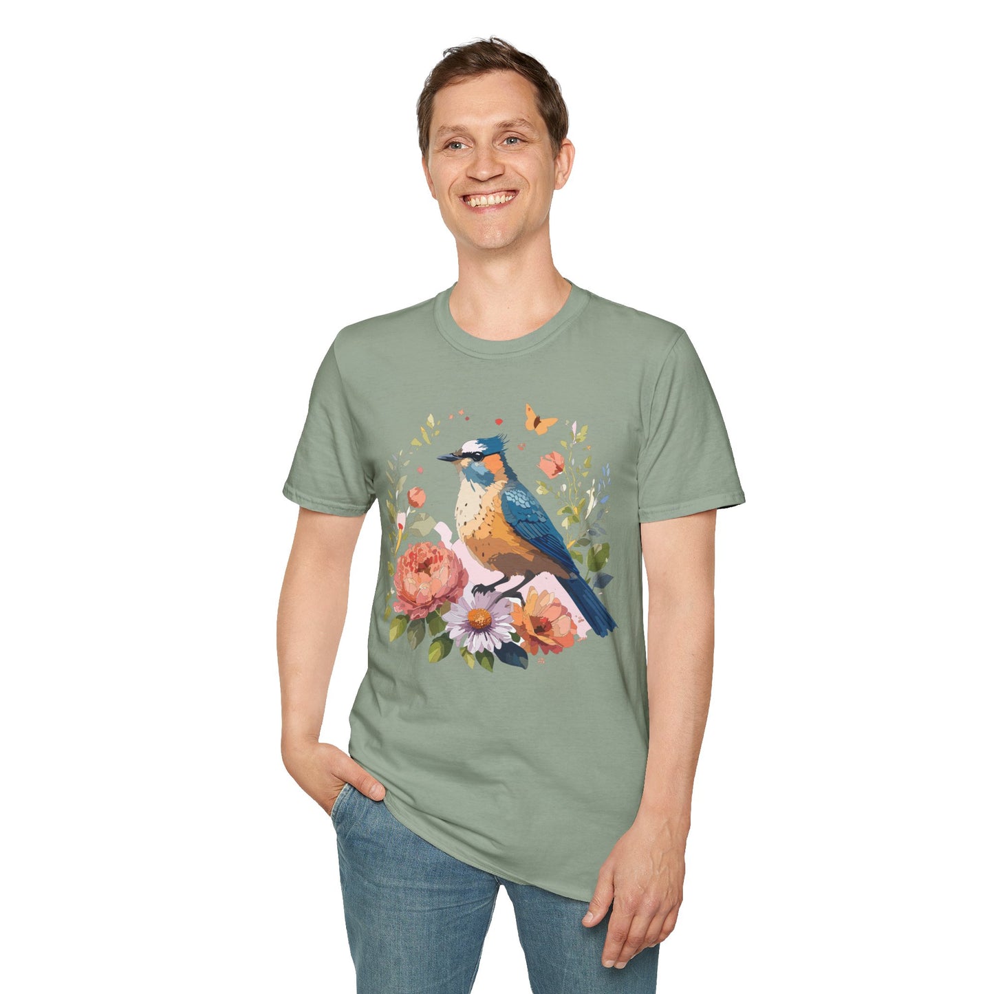 Bird T-Shirt, Floral Bird T Shirt, Shirt with Bird, Shirt with Animal