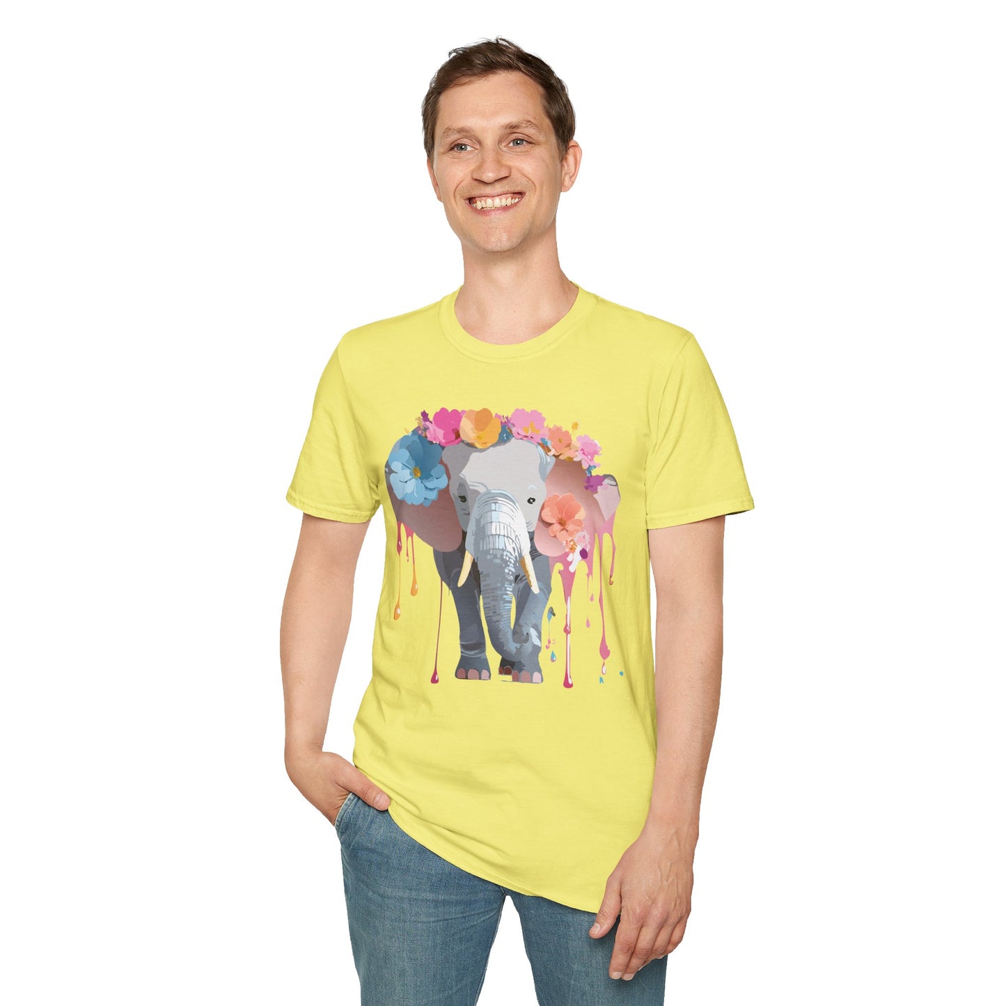 Elephant Graphic Unisex Softstyle 100 Cotton T-Shirt with Animal Design Artwork 16