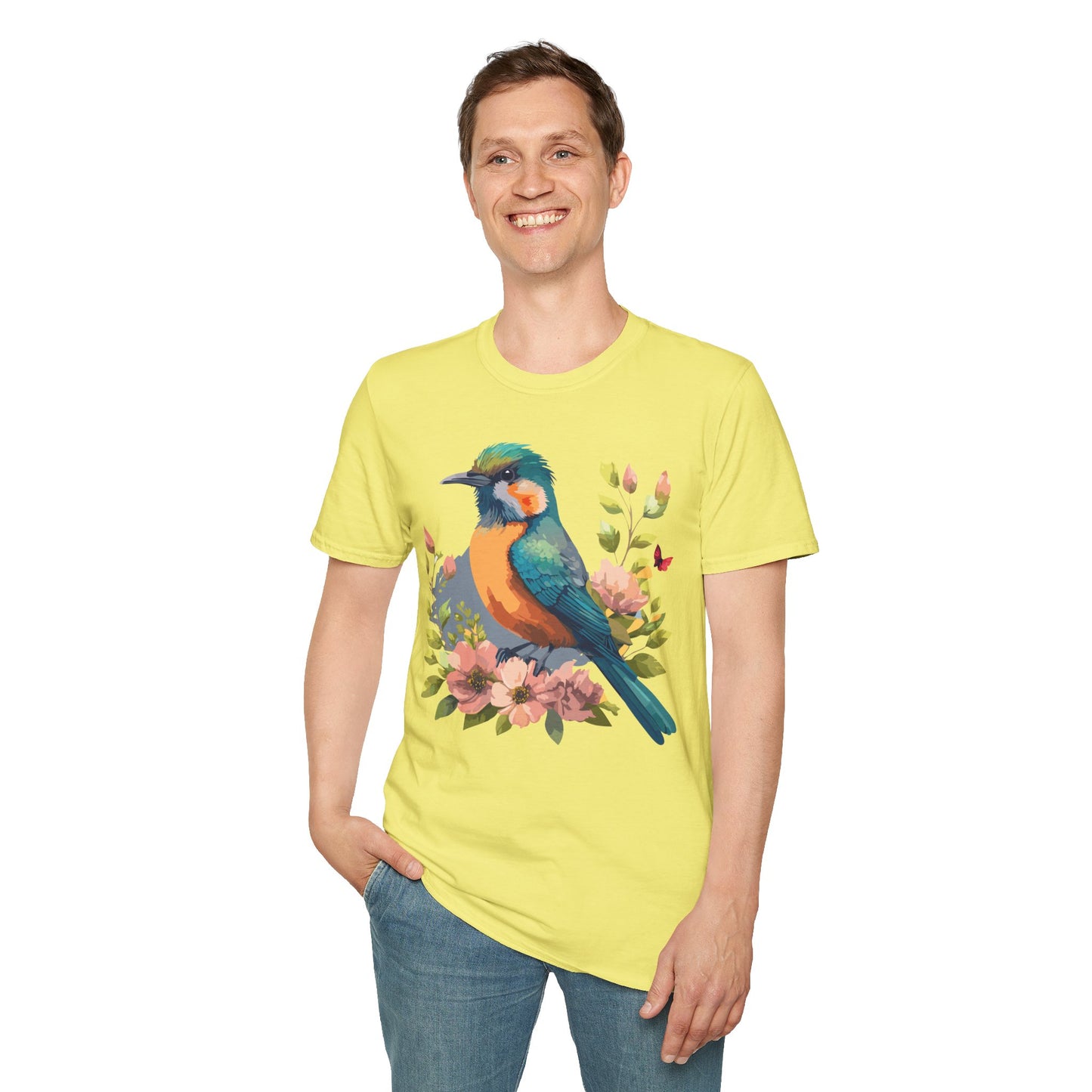 Bird T-Shirt, Floral Bird T Shirt, Shirt with Bird, Shirt with Animal