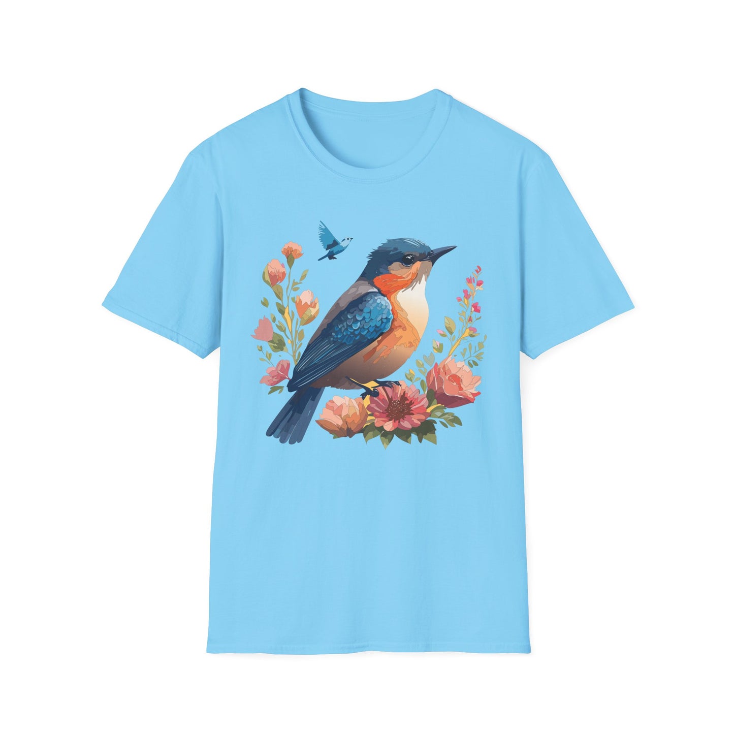 Bird T-Shirt, Floral Bird T Shirt, Shirt with Bird, Shirt with Animal