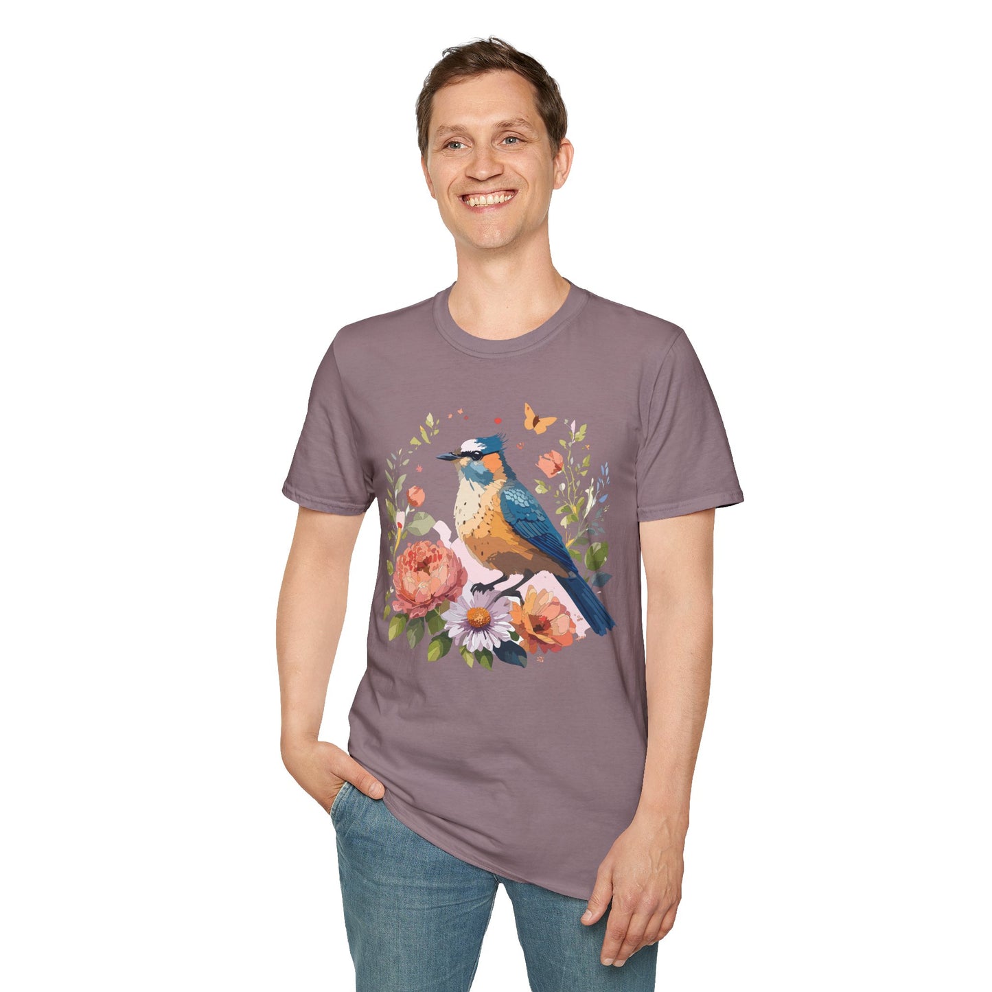 Bird T-Shirt, Floral Bird T Shirt, Shirt with Bird, Shirt with Animal