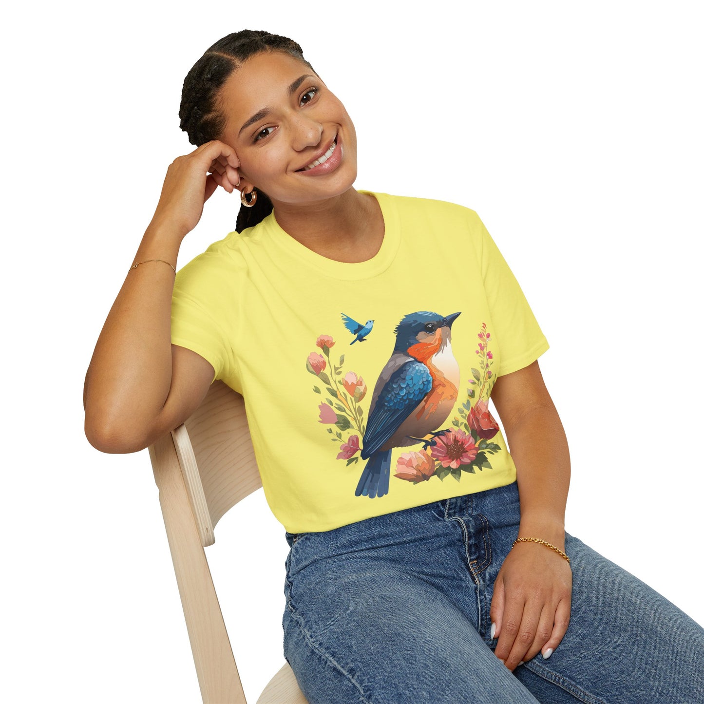 Bird T-Shirt, Floral Bird T Shirt, Shirt with Bird, Shirt with Animal