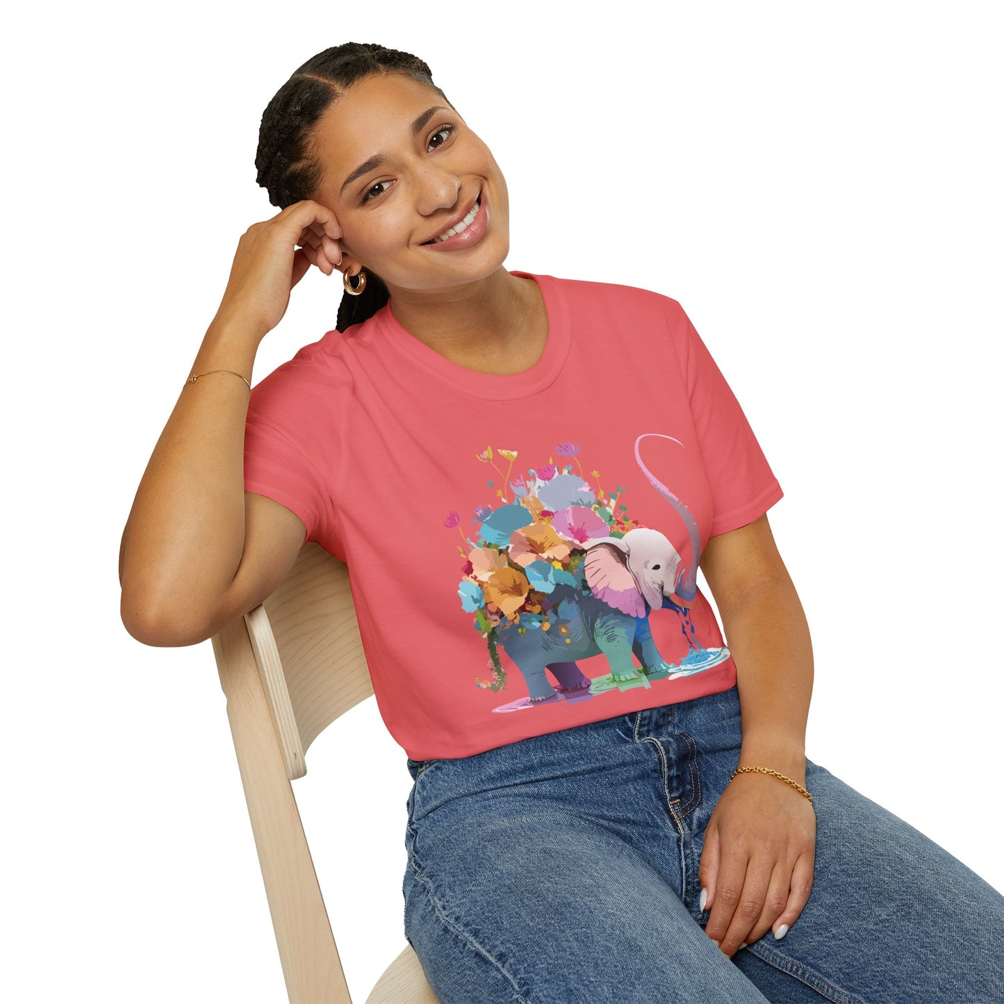 Elephant Shirt, T Shirt with Elephant, Elephant on T Shirt, T Shirt with Animation, Animals Tee Shirt