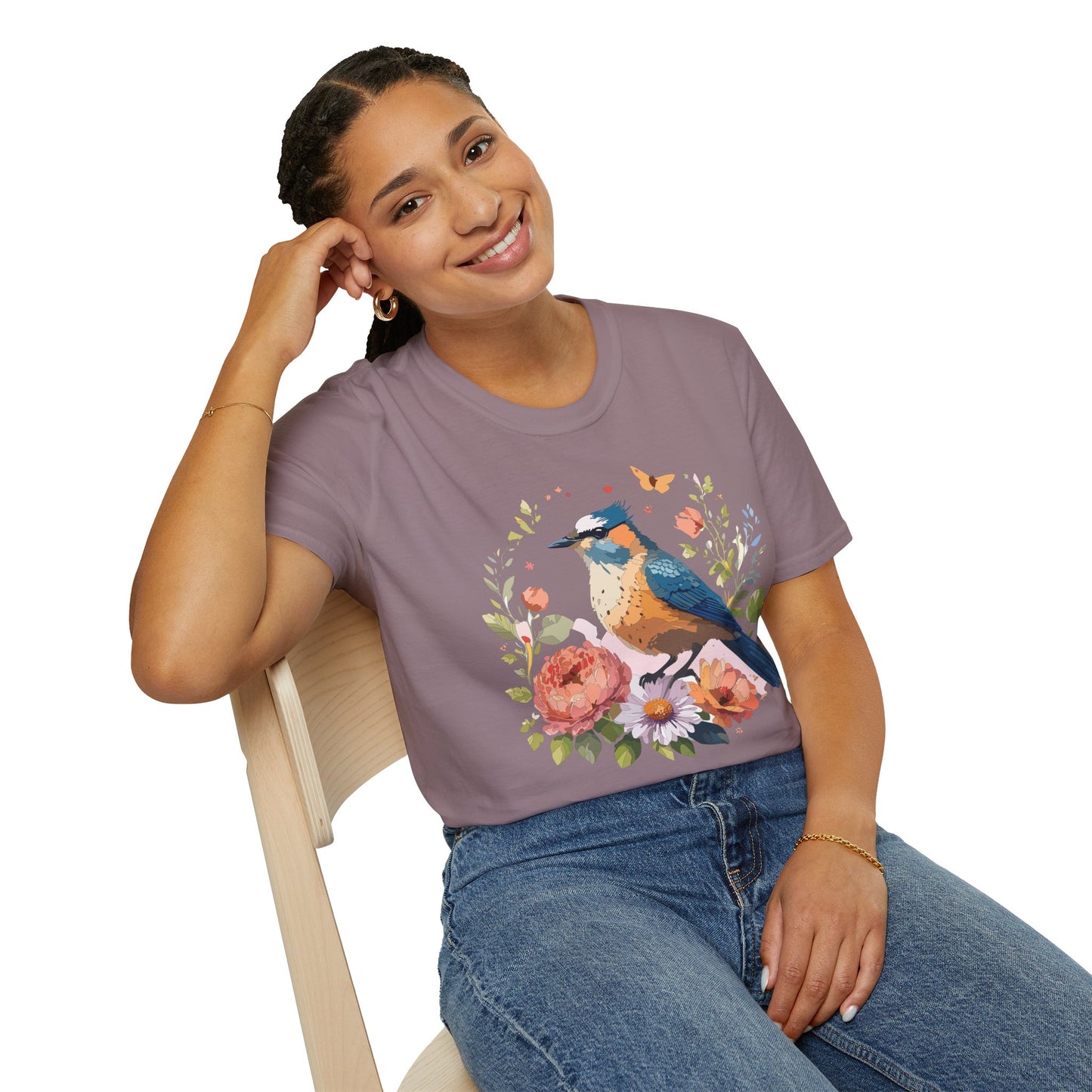 Bird T-Shirt, Floral Bird T Shirt, Shirt with Bird, Shirt with Animal