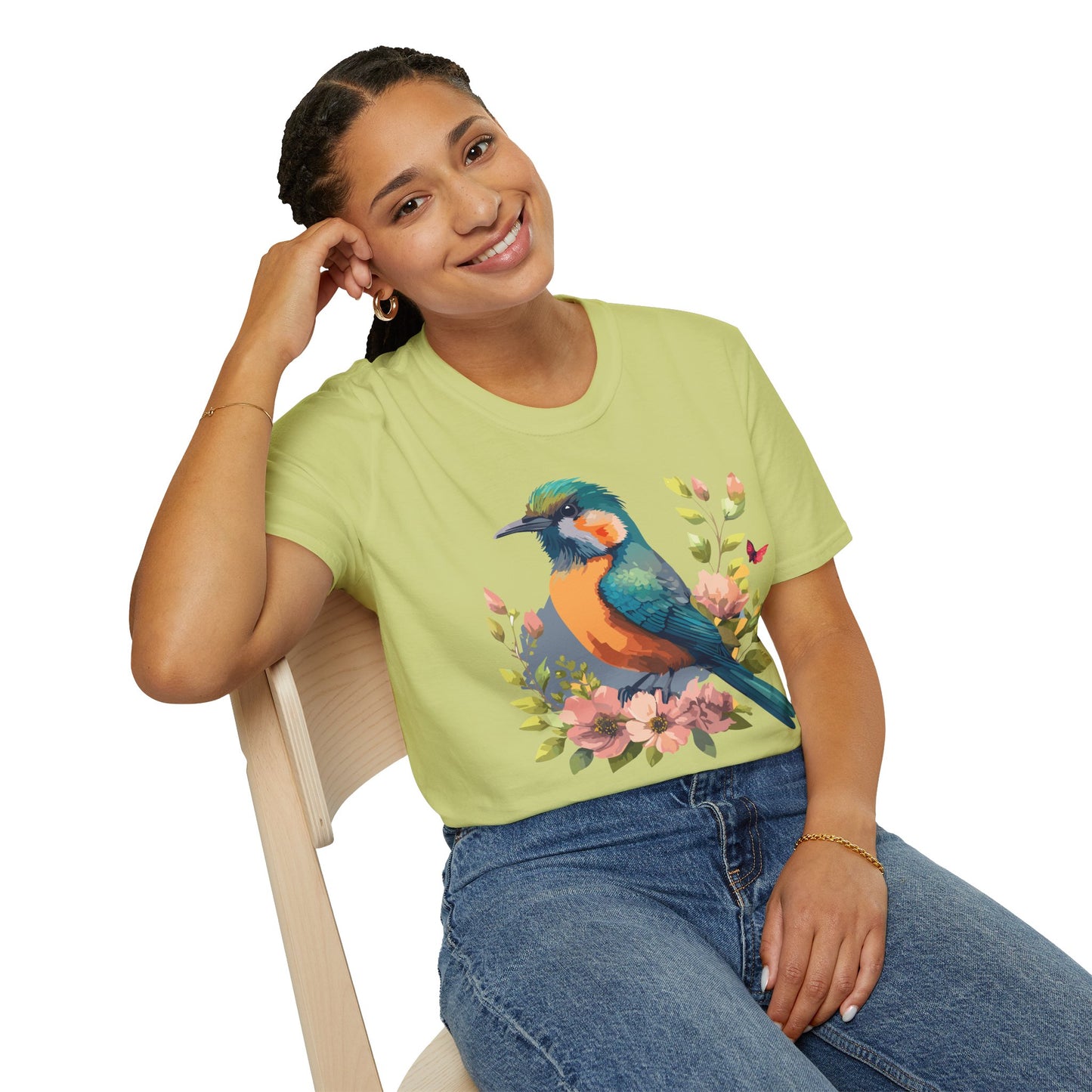Bird T-Shirt, Floral Bird T Shirt, Shirt with Bird, Shirt with Animal