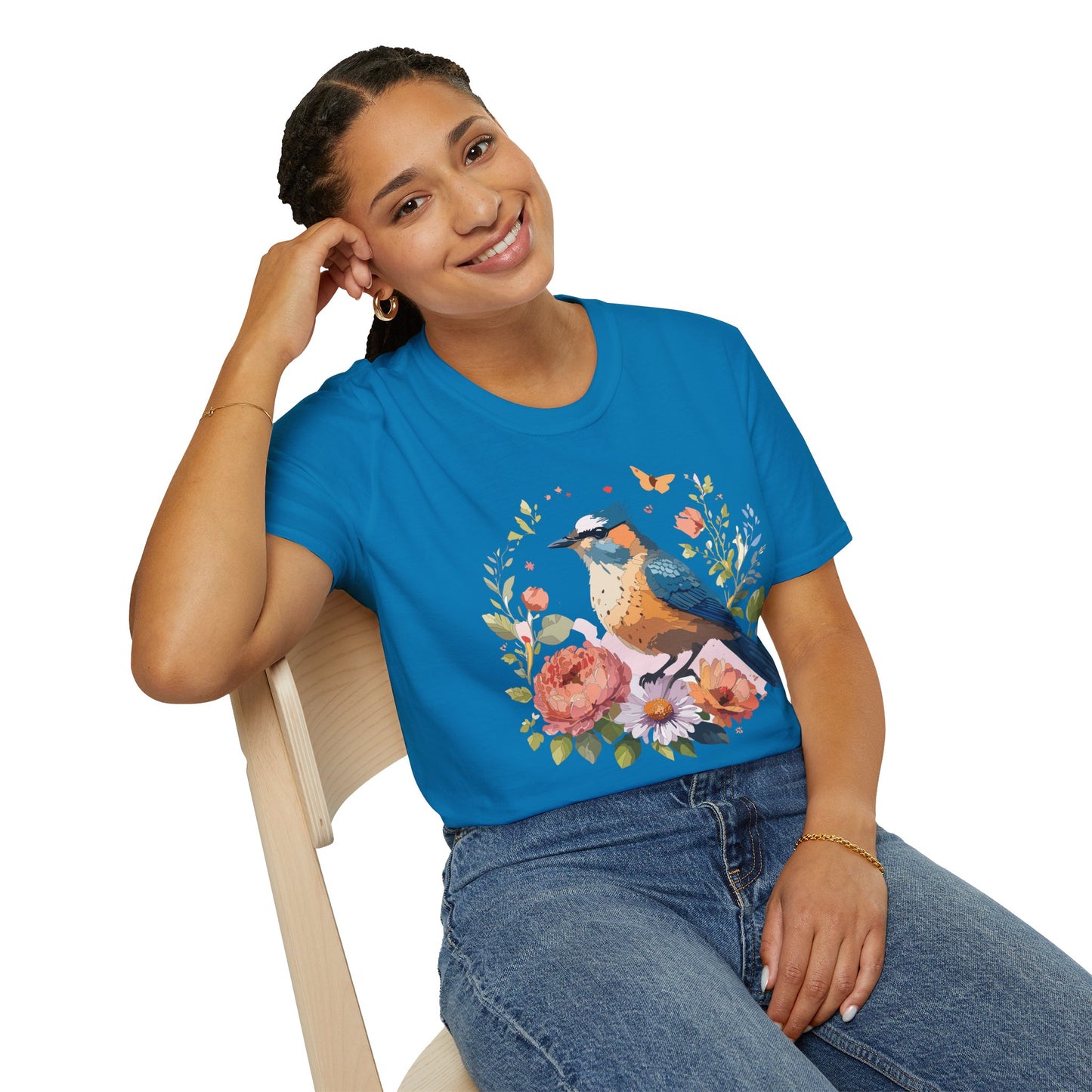 Bird T-Shirt, Floral Bird T Shirt, Shirt with Bird, Shirt with Animal