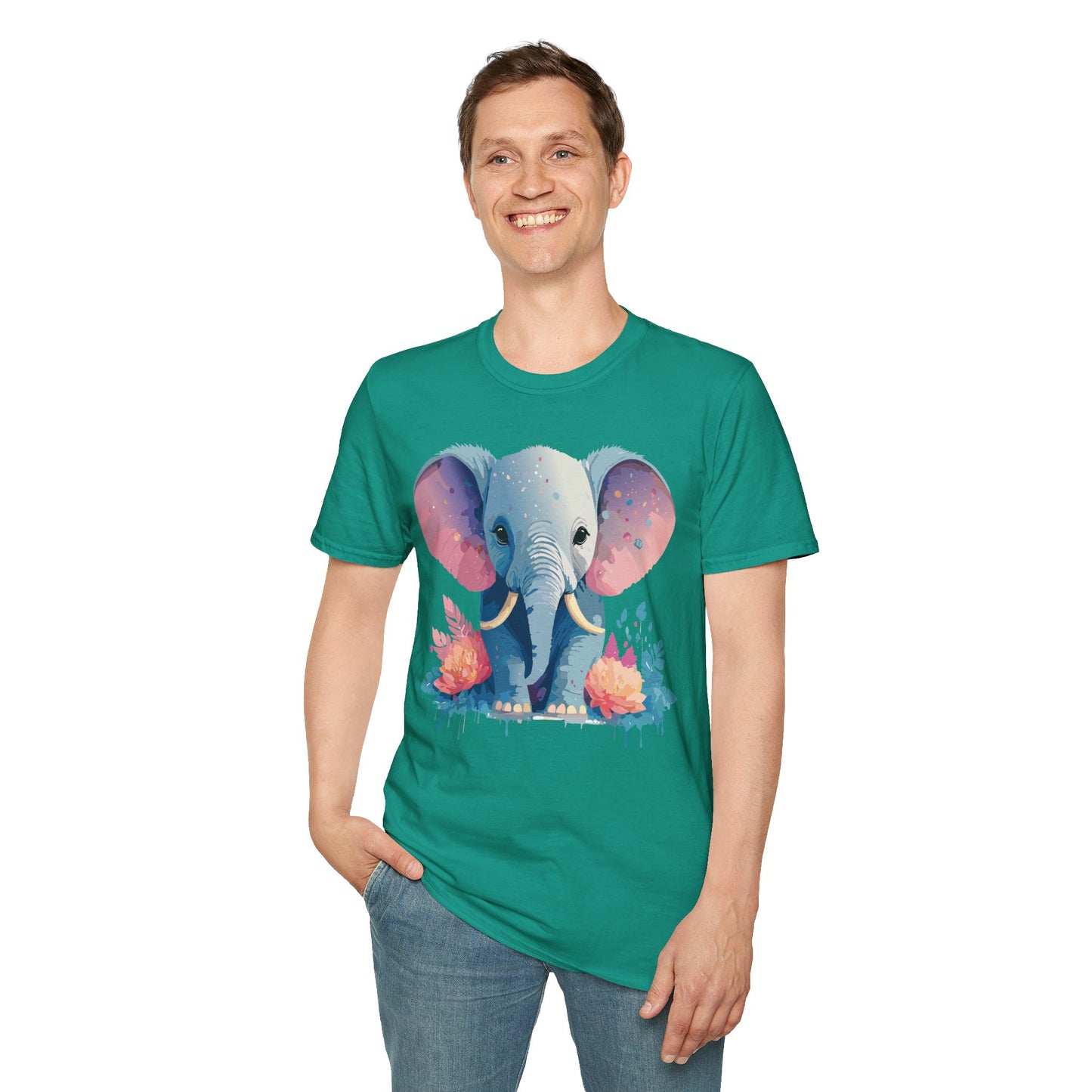 Elephant Shirt, T Shirt with Elephant, Elephant on T Shirt, T Shirt with Animation, Animals Tee Shirt