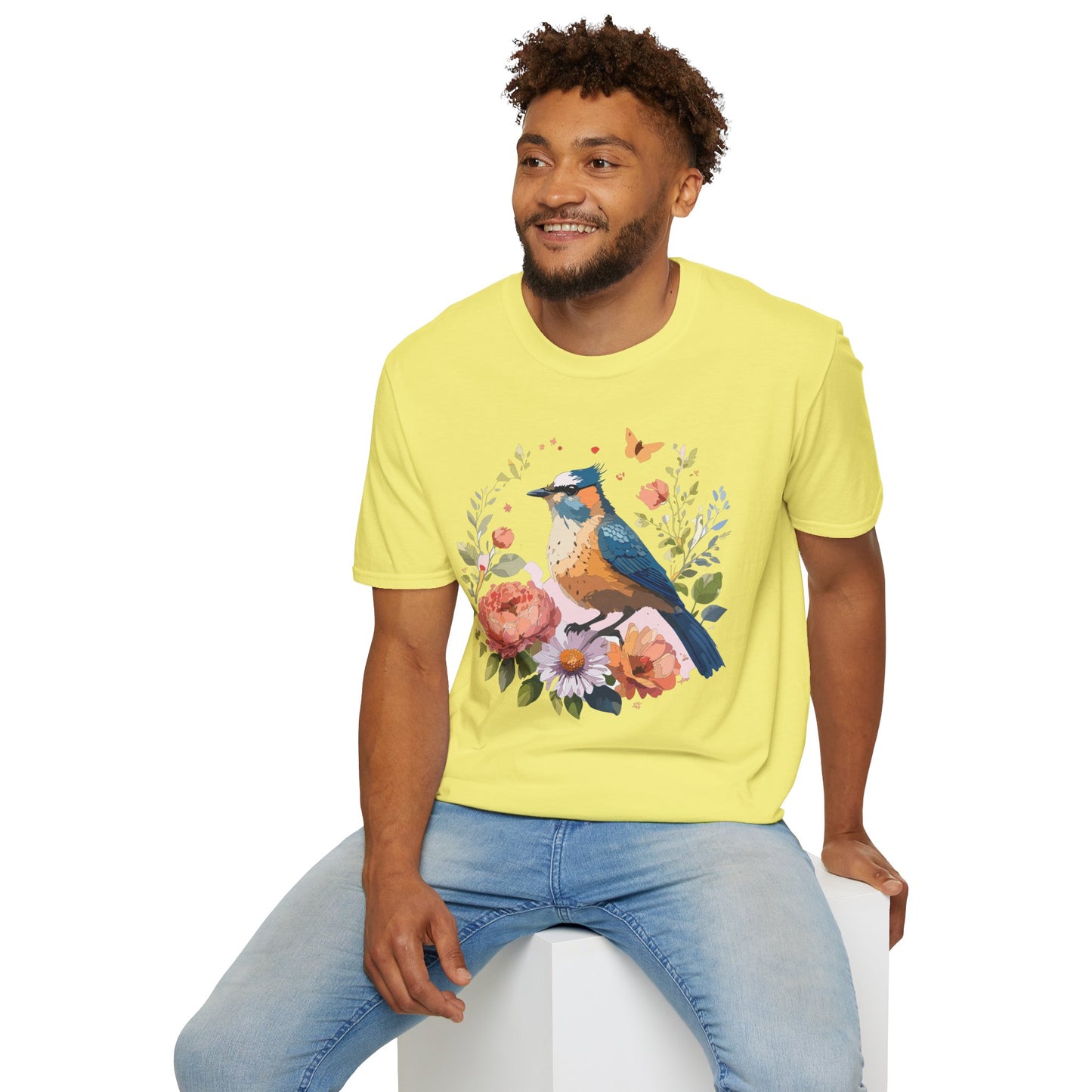 Bird T-Shirt, Floral Bird T Shirt, Shirt with Bird, Shirt with Animal