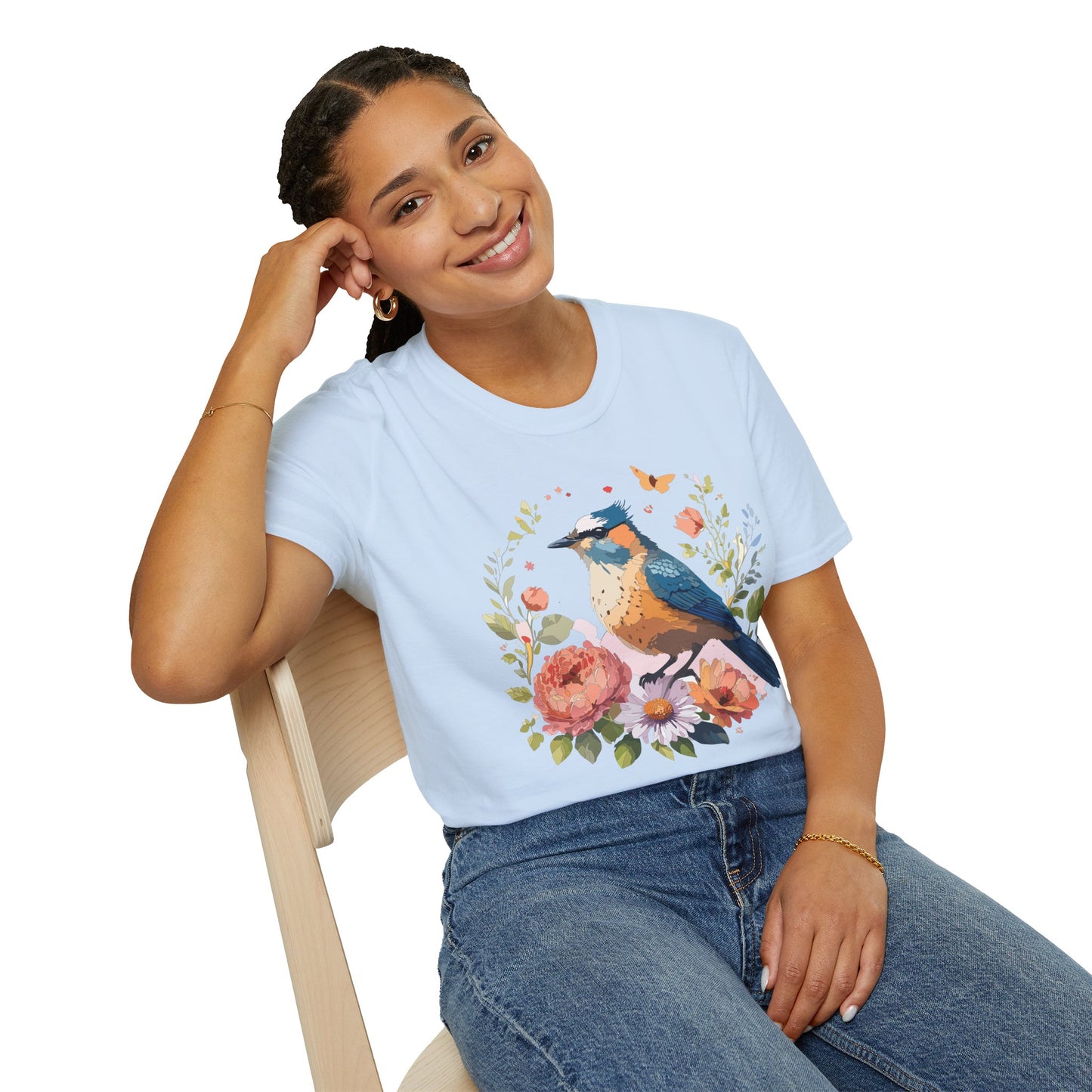 Bird T-Shirt, Floral Bird T Shirt, Shirt with Bird, Shirt with Animal