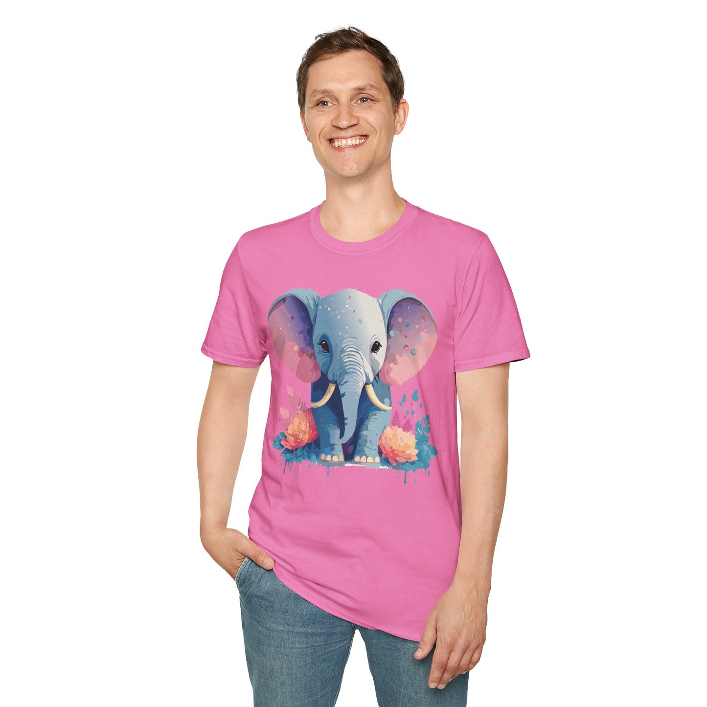 Elephant Shirt, T Shirt with Elephant, Elephant on T Shirt, T Shirt with Animation, Animals Tee Shirt