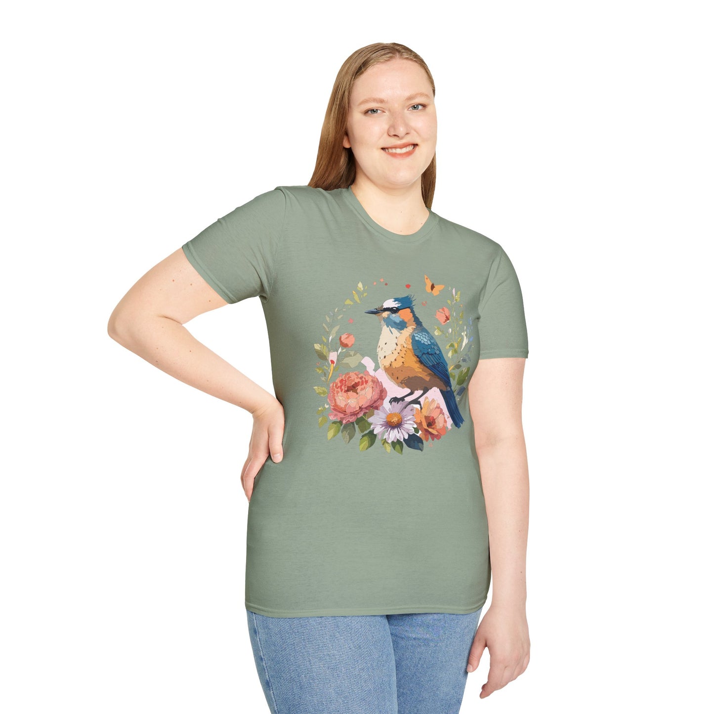 Bird T-Shirt, Floral Bird T Shirt, Shirt with Bird, Shirt with Animal