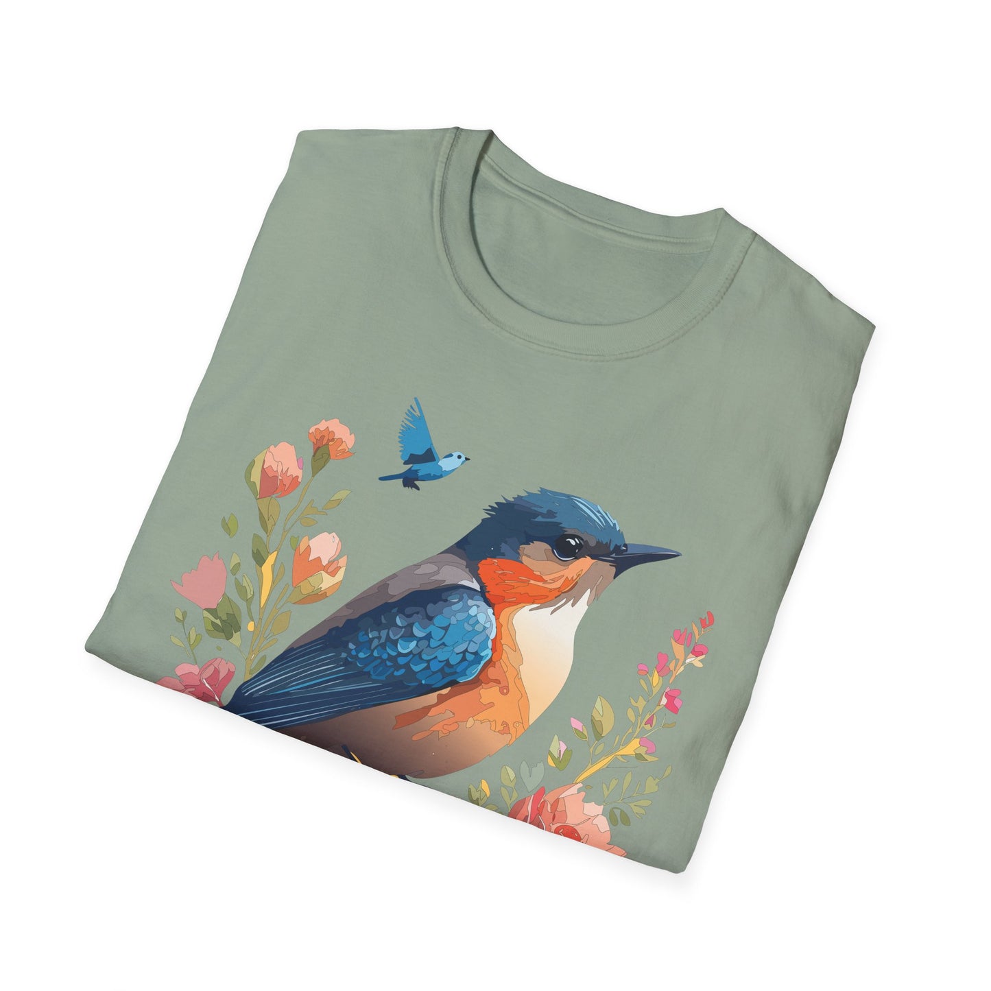Bird T-Shirt, Floral Bird T Shirt, Shirt with Bird, Shirt with Animal