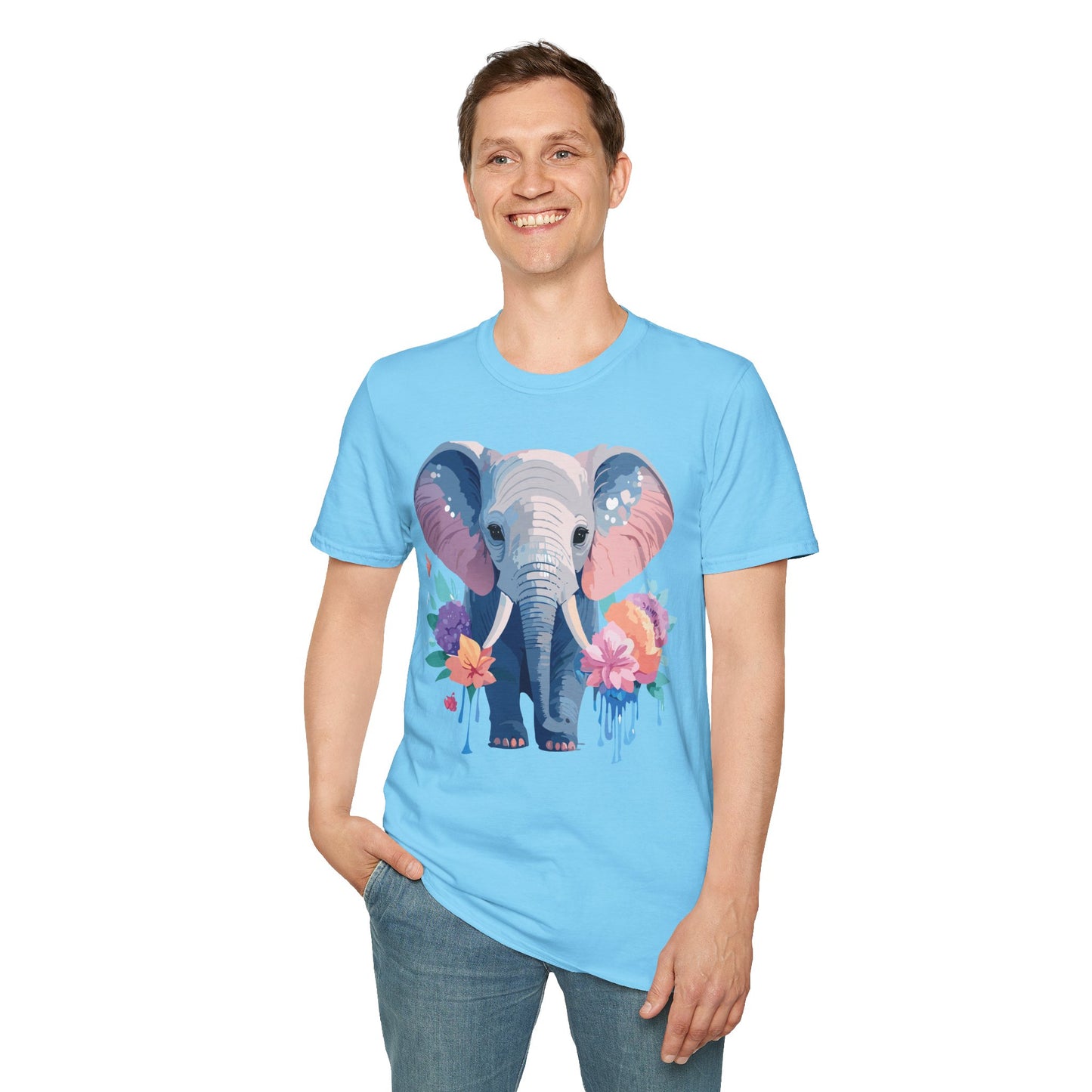 Elephant Shirt, T Shirt with Elephant, Elephant on T Shirt, T Shirt with Animation, Animals Tee Shirt