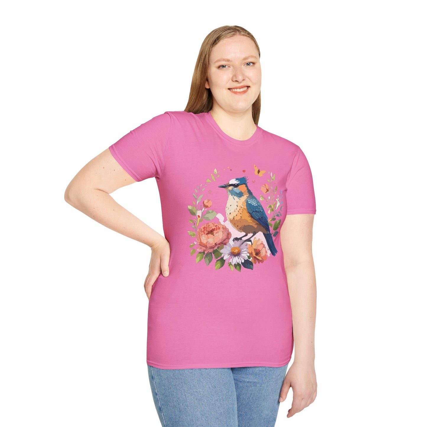 Bird T-Shirt, Floral Bird T Shirt, Shirt with Bird, Shirt with Animal