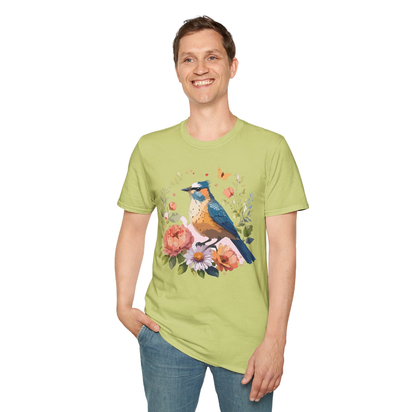 Bird T-Shirt, Floral Bird T Shirt, Shirt with Bird, Shirt with Animal