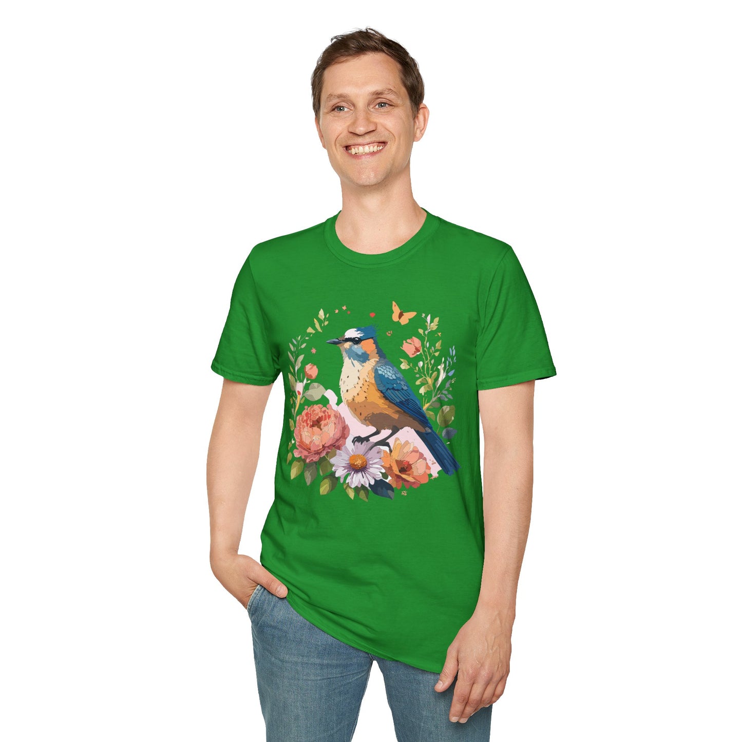 Bird T-Shirt, Floral Bird T Shirt, Shirt with Bird, Shirt with Animal