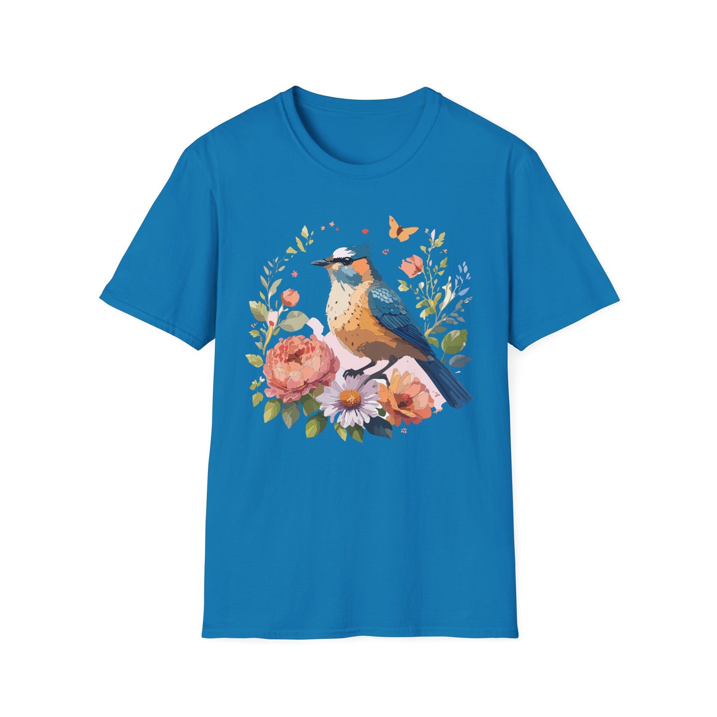 Bird T-Shirt, Floral Bird T Shirt, Shirt with Bird, Shirt with Animal