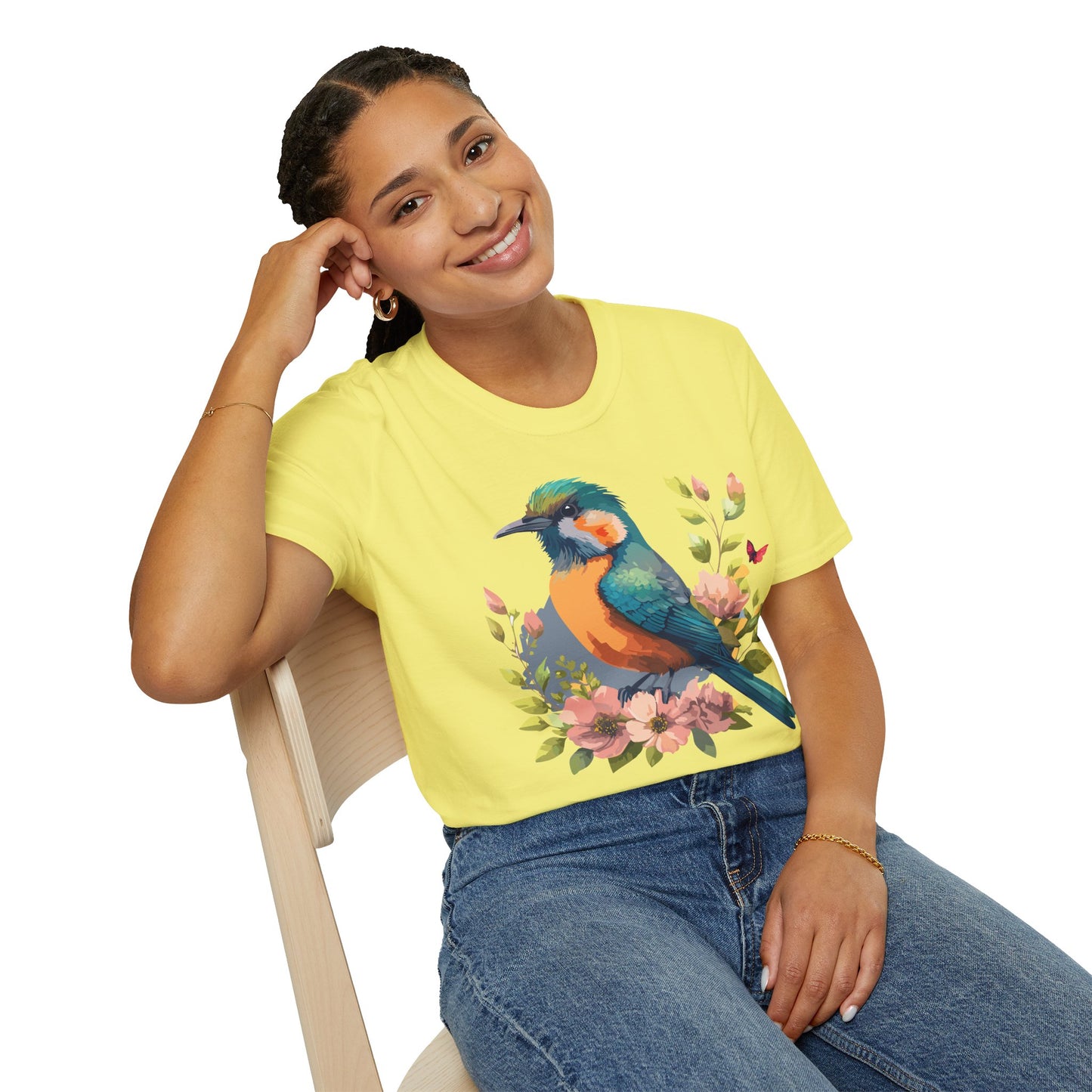 Bird T-Shirt, Floral Bird T Shirt, Shirt with Bird, Shirt with Animal