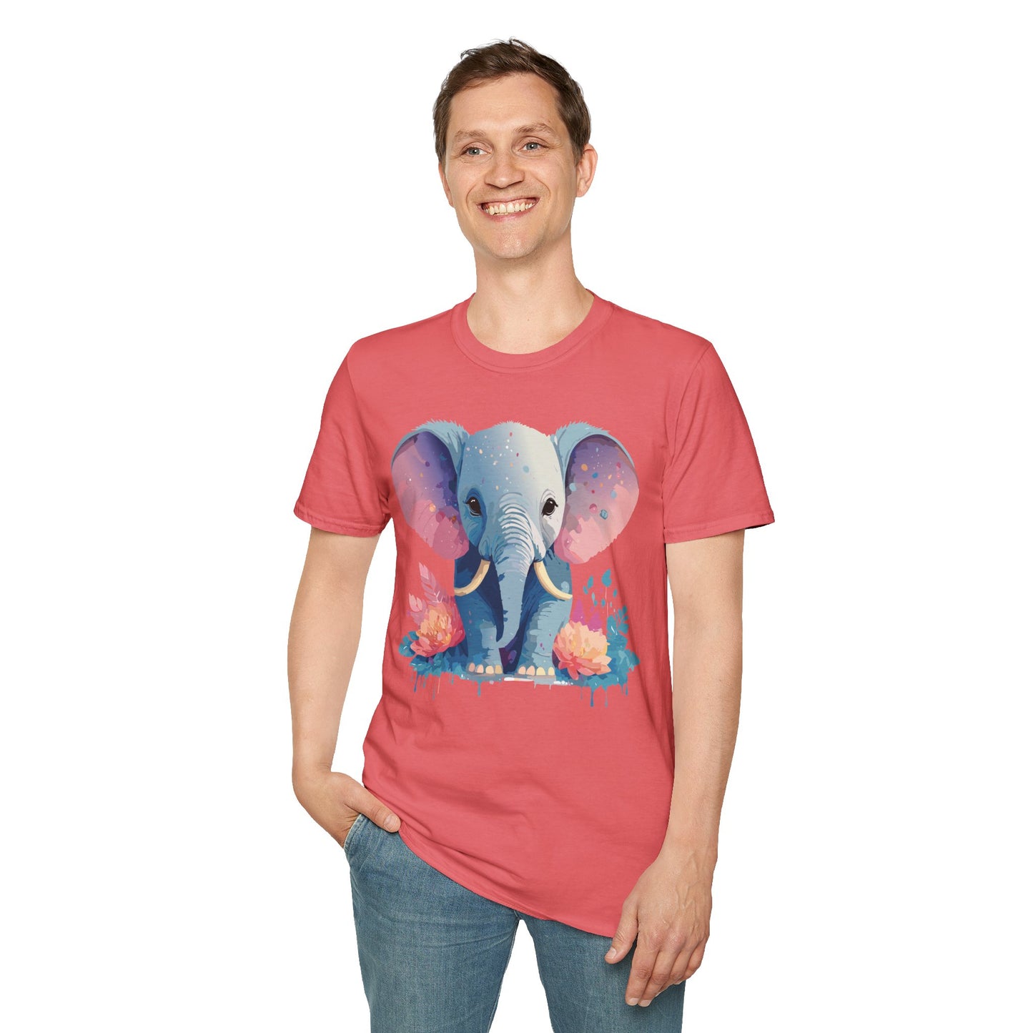 Elephant Shirt, T Shirt with Elephant, Elephant on T Shirt, T Shirt with Animation, Animals Tee Shirt
