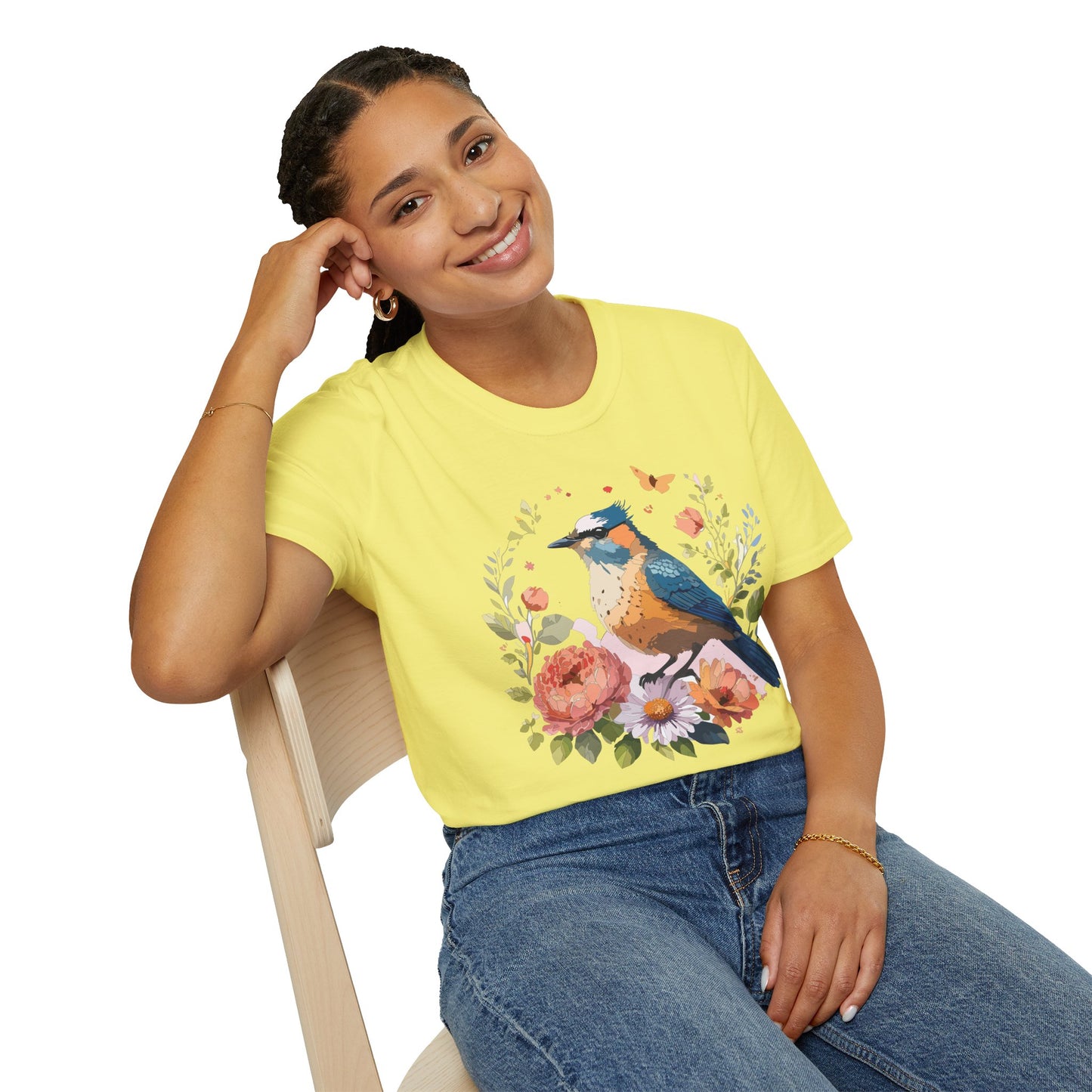 Bird T-Shirt, Floral Bird T Shirt, Shirt with Bird, Shirt with Animal