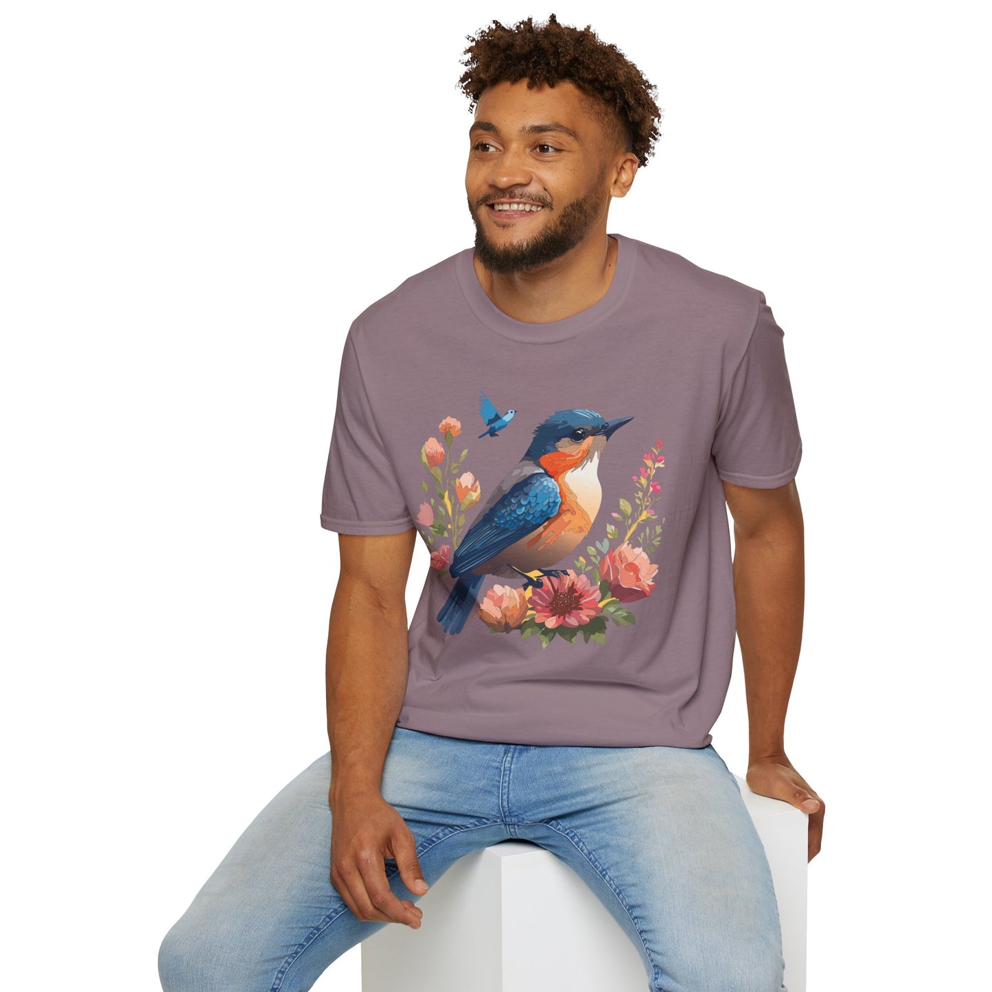 Bird T-Shirt, Floral Bird T Shirt, Shirt with Bird, Shirt with Animal