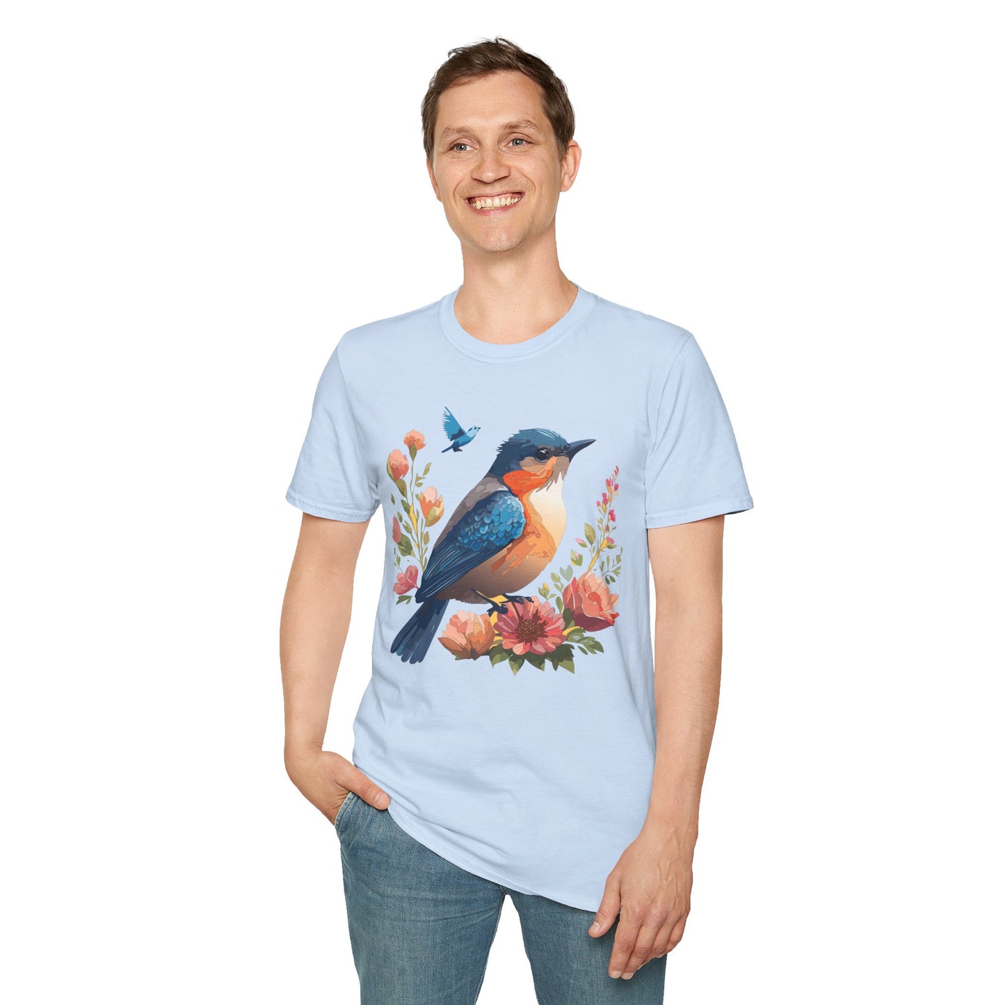 Bird T-Shirt, Floral Bird T Shirt, Shirt with Bird, Shirt with Animal