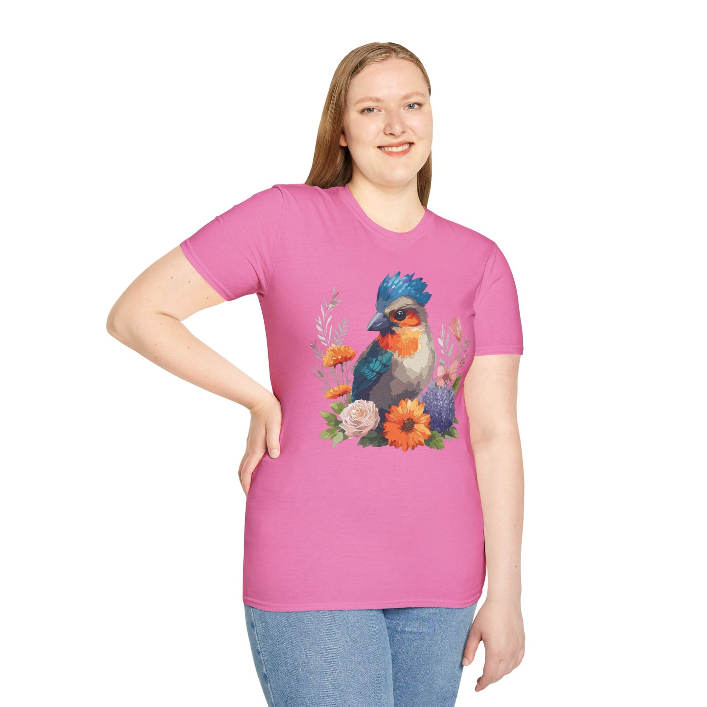 Bird T-Shirt, Floral Bird T Shirt, Shirt with Bird, Shirt with Animal