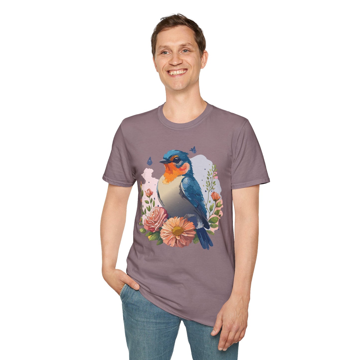 Bird T-Shirt, Floral Bird T Shirt, Shirt with Bird, Shirt with Animal