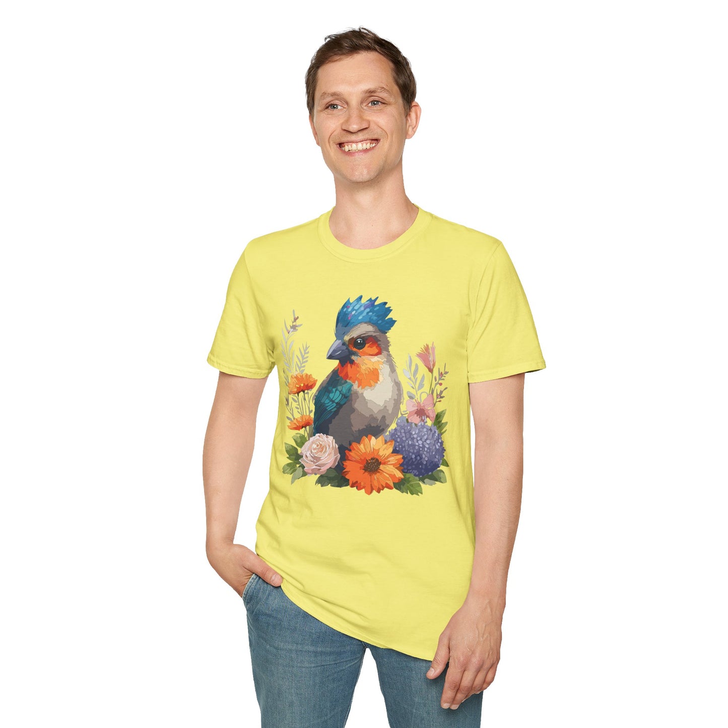 Bird T-Shirt, Floral Bird T Shirt, Shirt with Bird, Shirt with Animal
