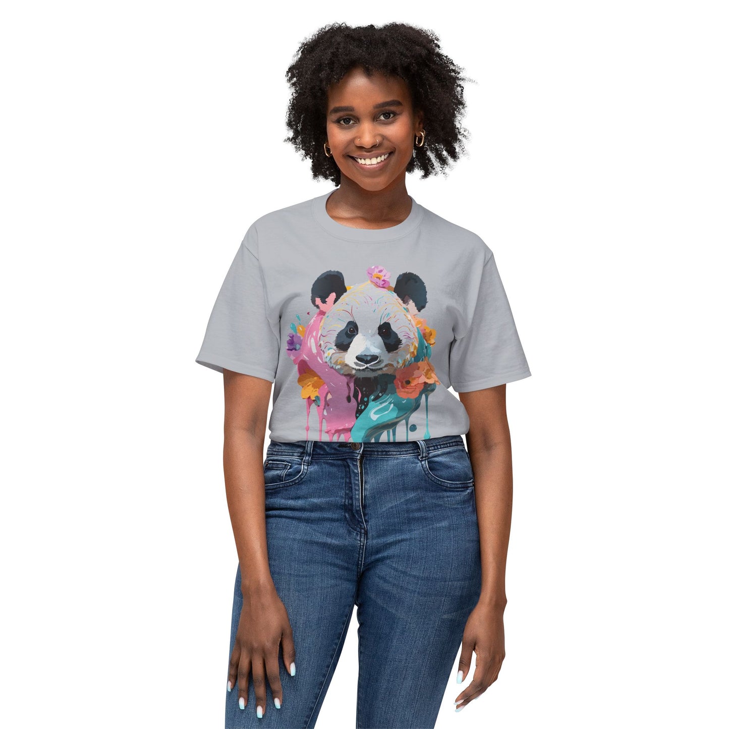 Panda T-Shirt, Vintage Panda Tee, Floral Tees, Panda Art Design Shirt, Tee Shirt with Panda Art 9