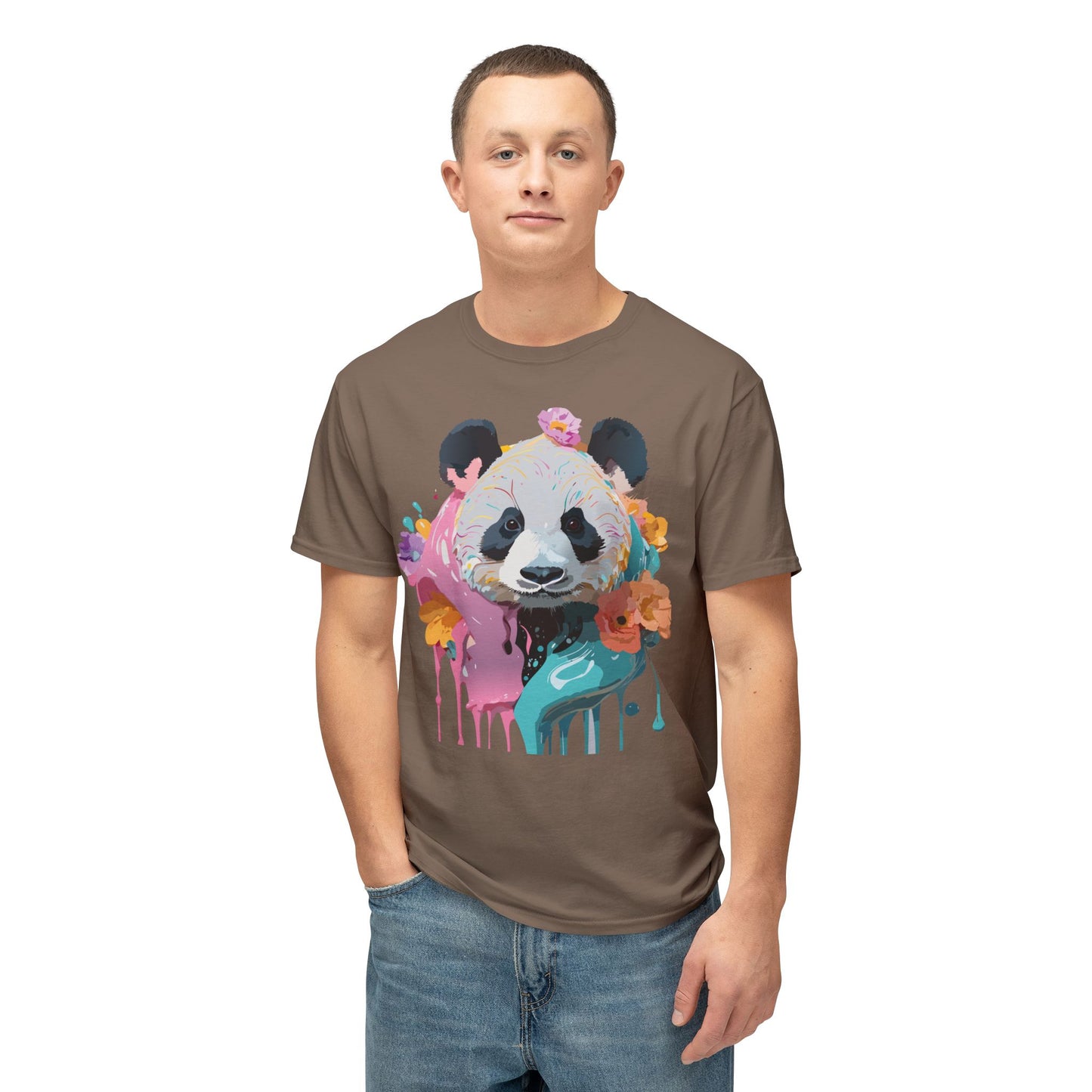Panda T-Shirt, Vintage Panda Tee, Floral Tees, Panda Art Design Shirt, Tee Shirt with Panda Art 9