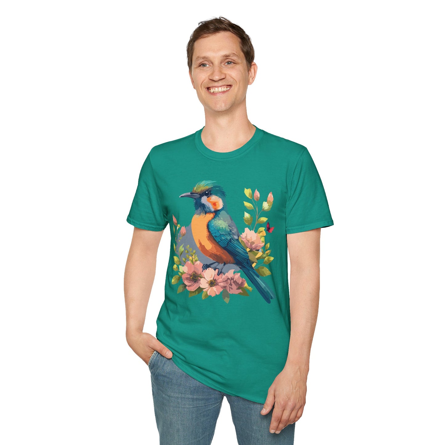 Bird T-Shirt, Floral Bird T Shirt, Shirt with Bird, Shirt with Animal