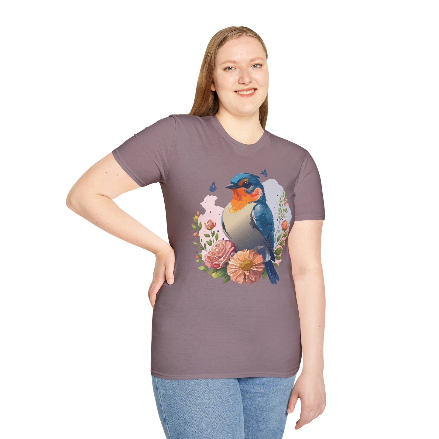 Bird T-Shirt, Floral Bird T Shirt, Shirt with Bird, Shirt with Animal