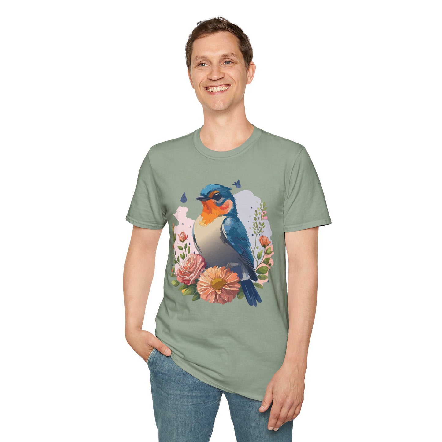 Bird T-Shirt, Floral Bird T Shirt, Shirt with Bird, Shirt with Animal