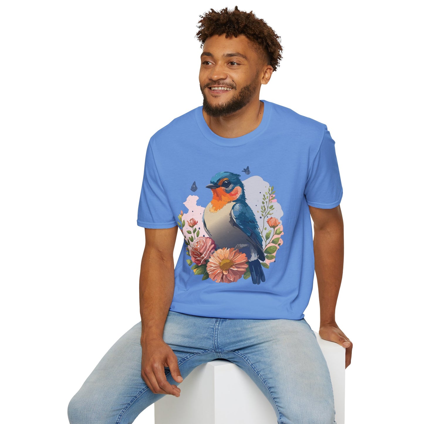 Bird T-Shirt, Floral Bird T Shirt, Shirt with Bird, Shirt with Animal